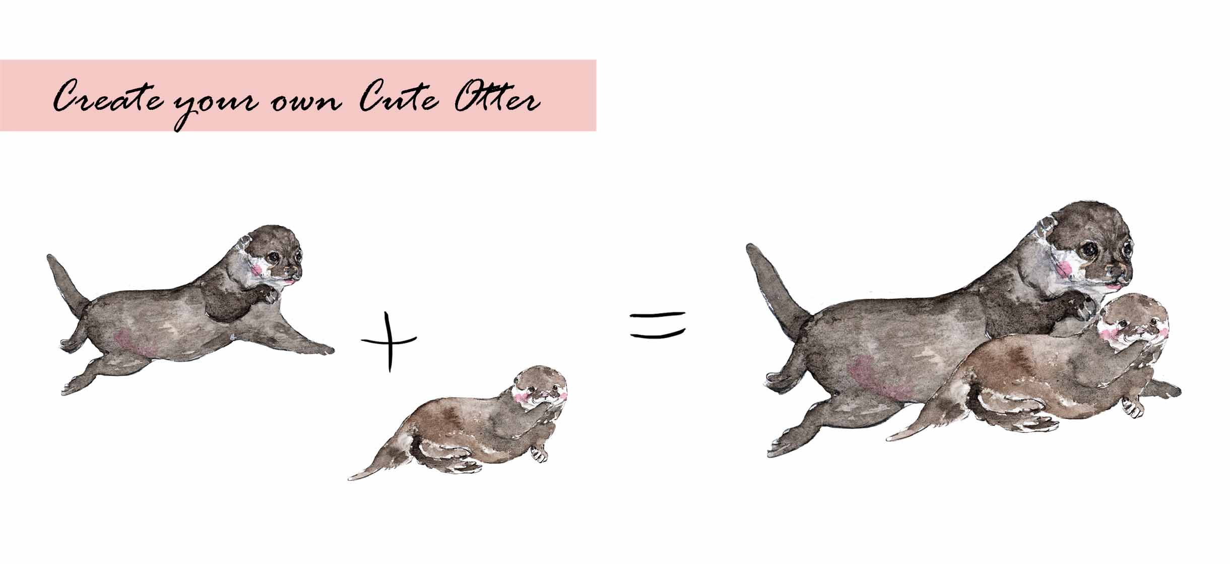 Watercolor Sea Otter Clipart Set