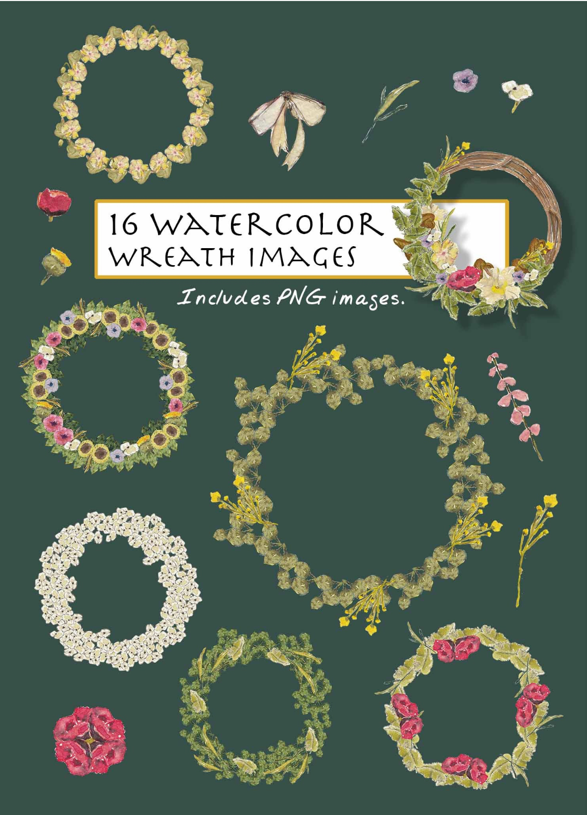 Vintage Wreath Clipart Set