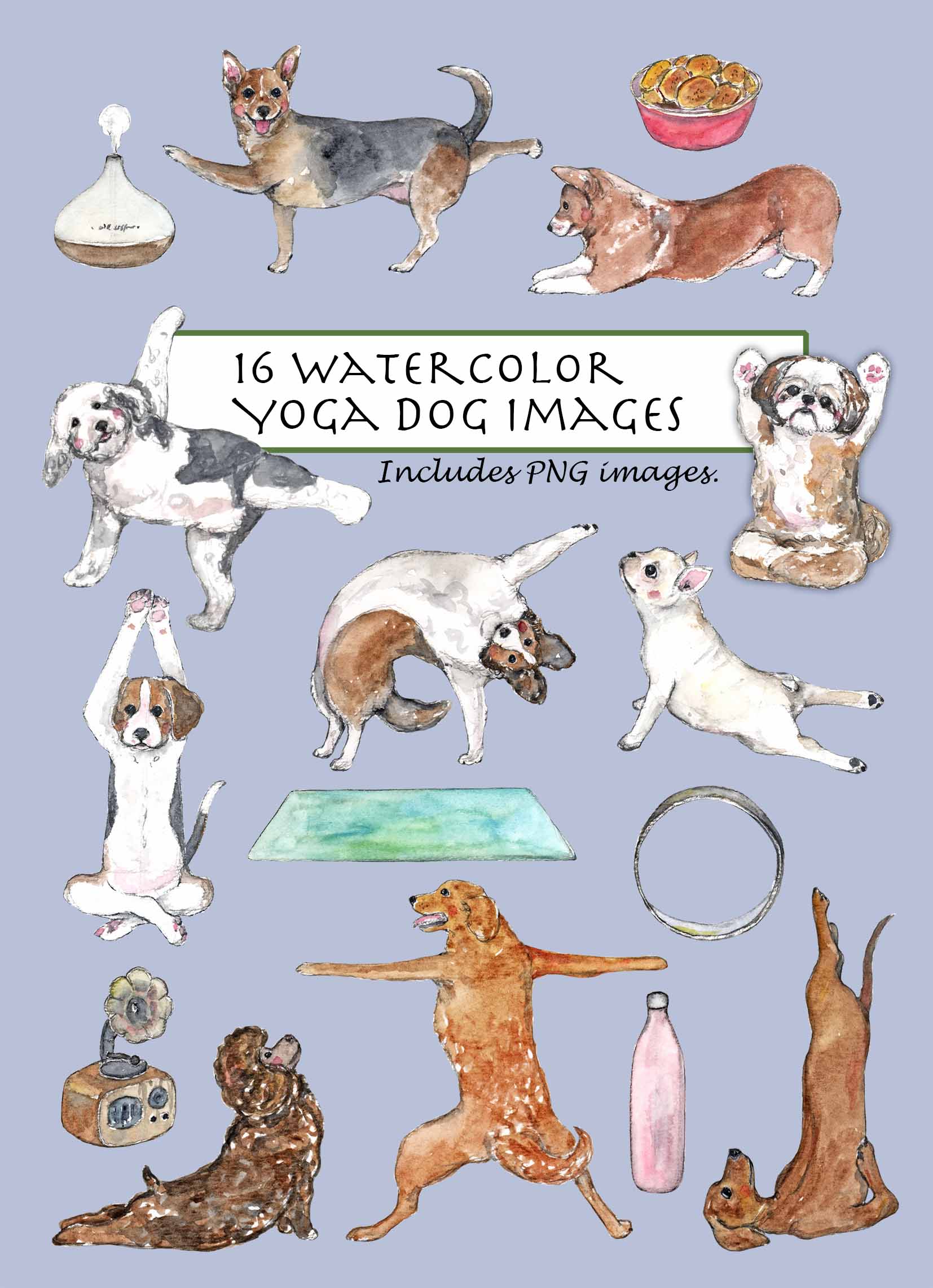 Yoga Dog Clipart Set
