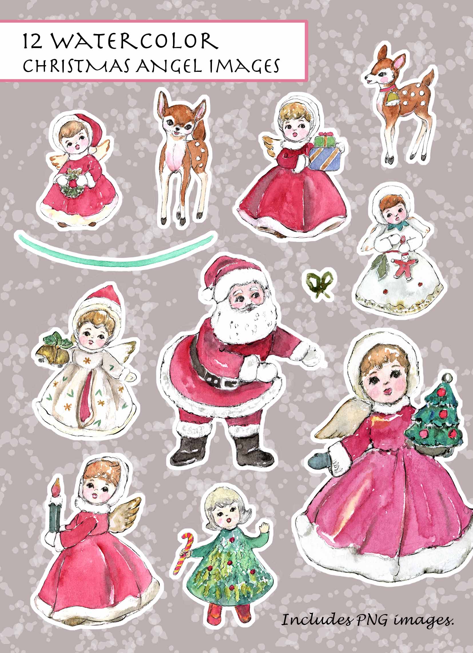 Christmas Angels Clipart Set