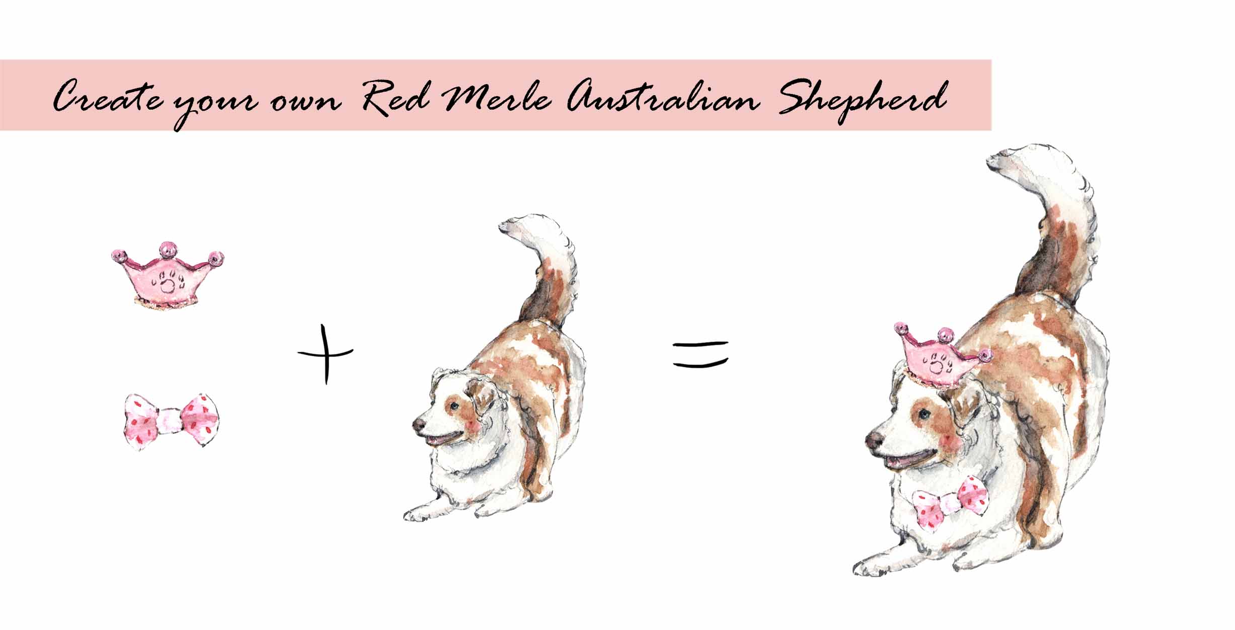 Red Merle Australian Shepherd Clipart Set