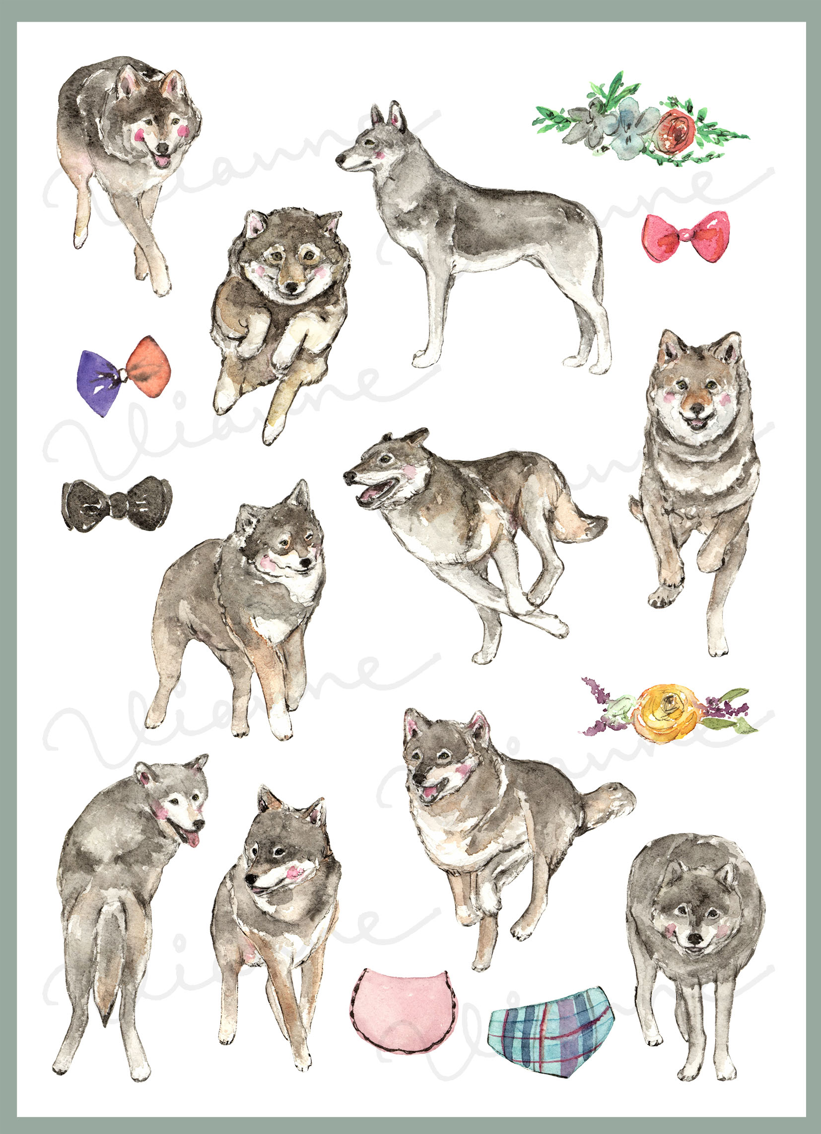 Wolf Clipart Set