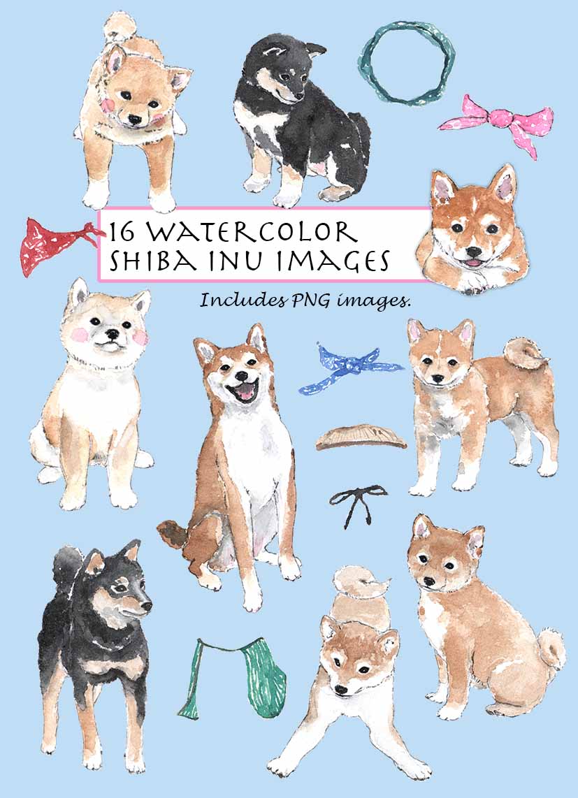Shiba Inu Clipart Set