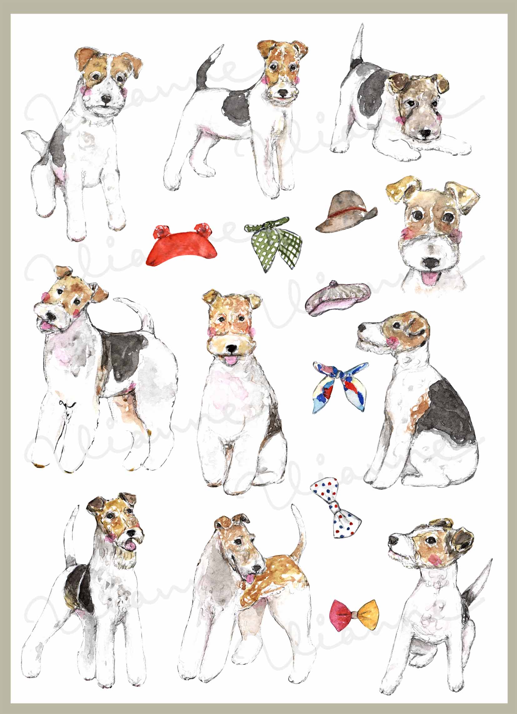 Wire Fox Terrier Clipart Set