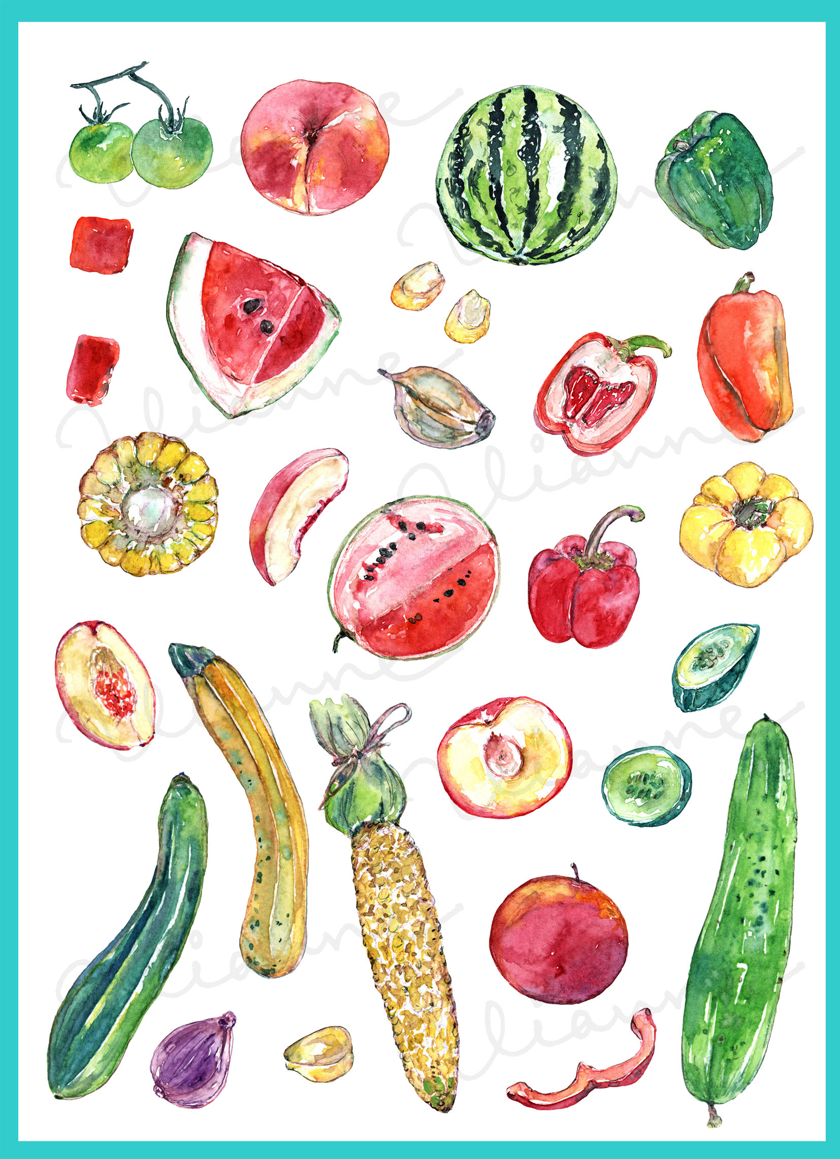 Summer Farmer's Market Clipart Set