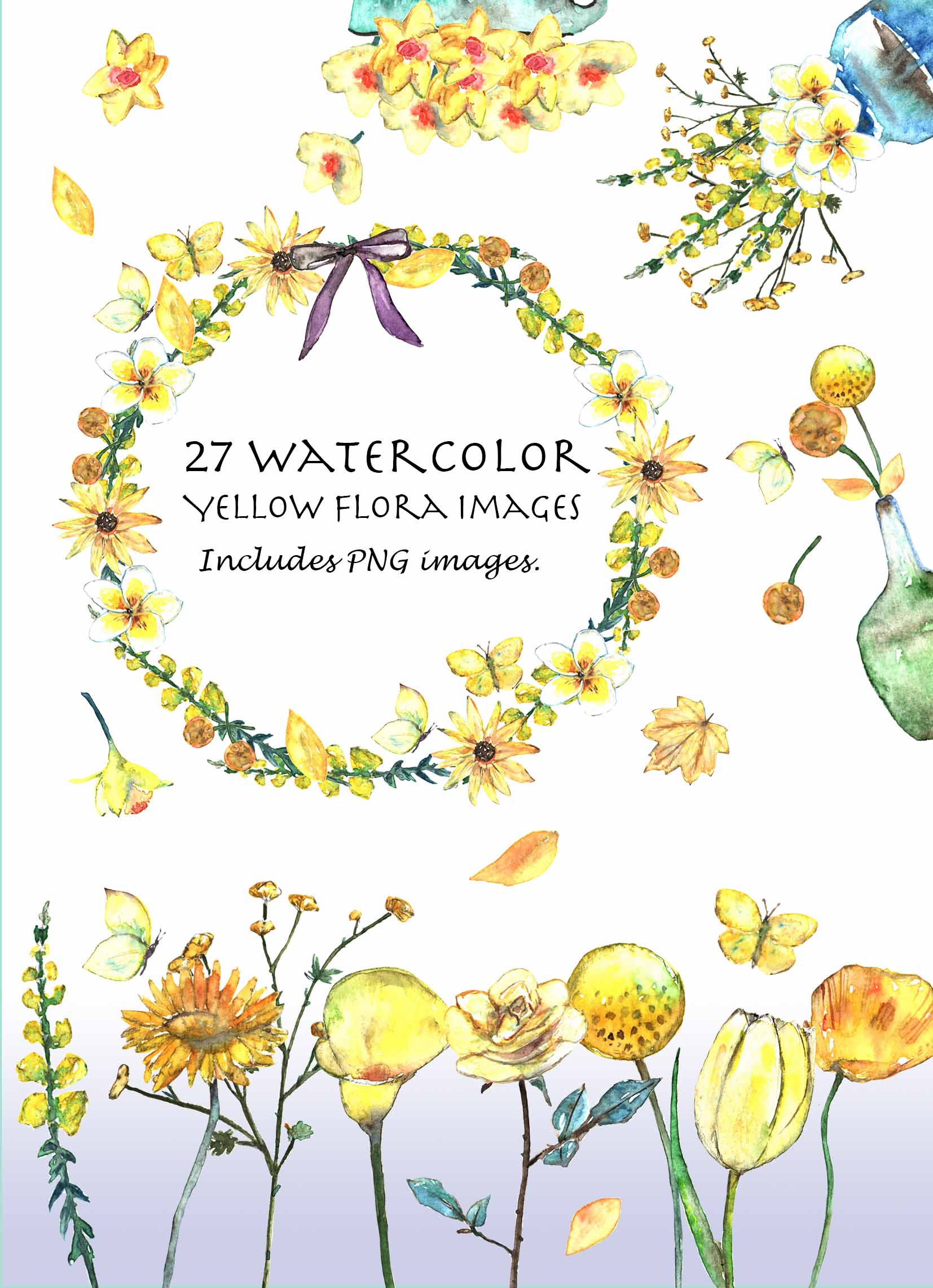 Yellow Flora Clipart Set