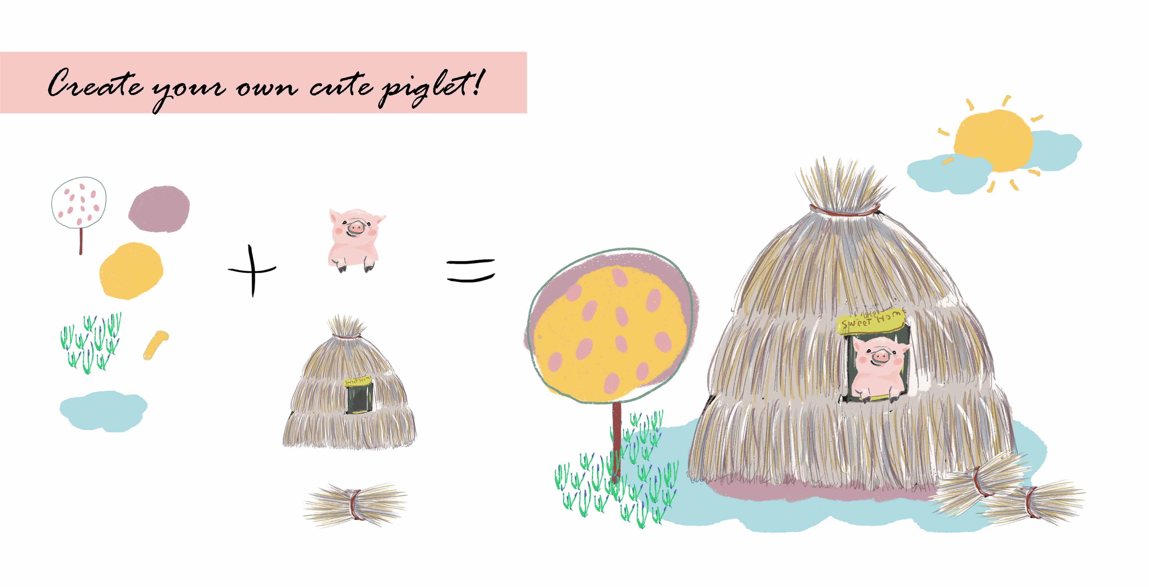 3 Little Pigs Clipart Set