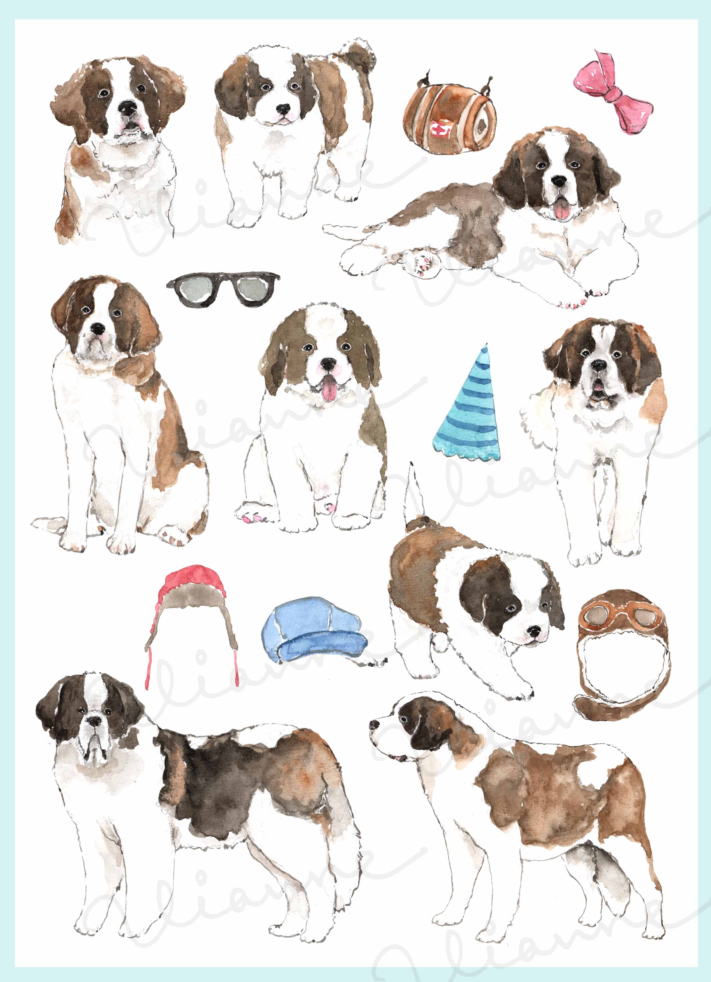 Saint Bernard Clipart Set