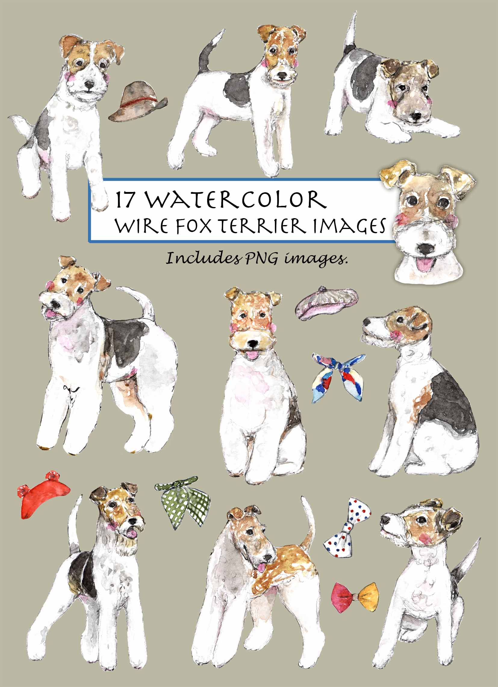 Wire Fox Terrier Clipart Set