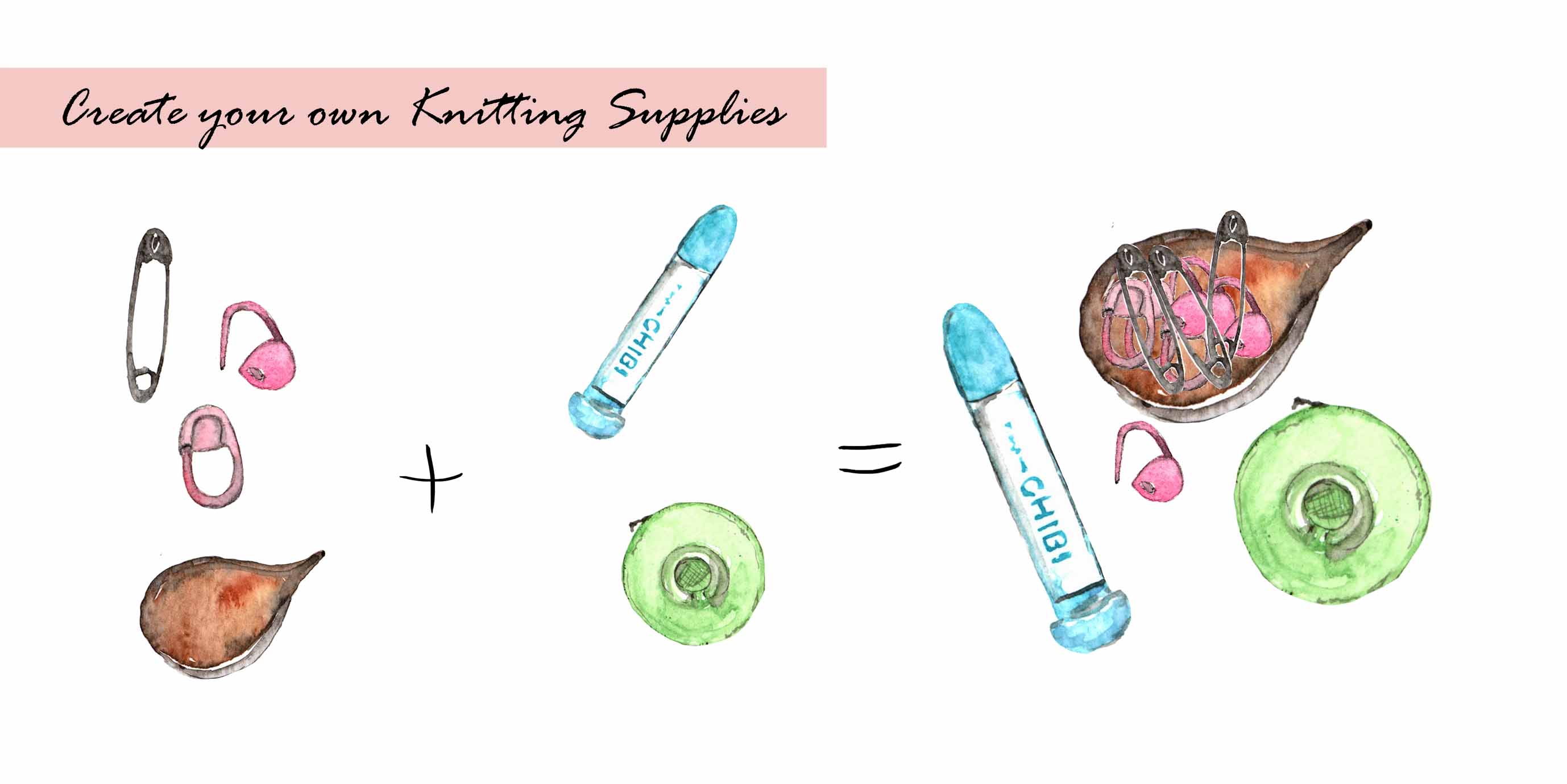 Knitting Supplies Clipart Set