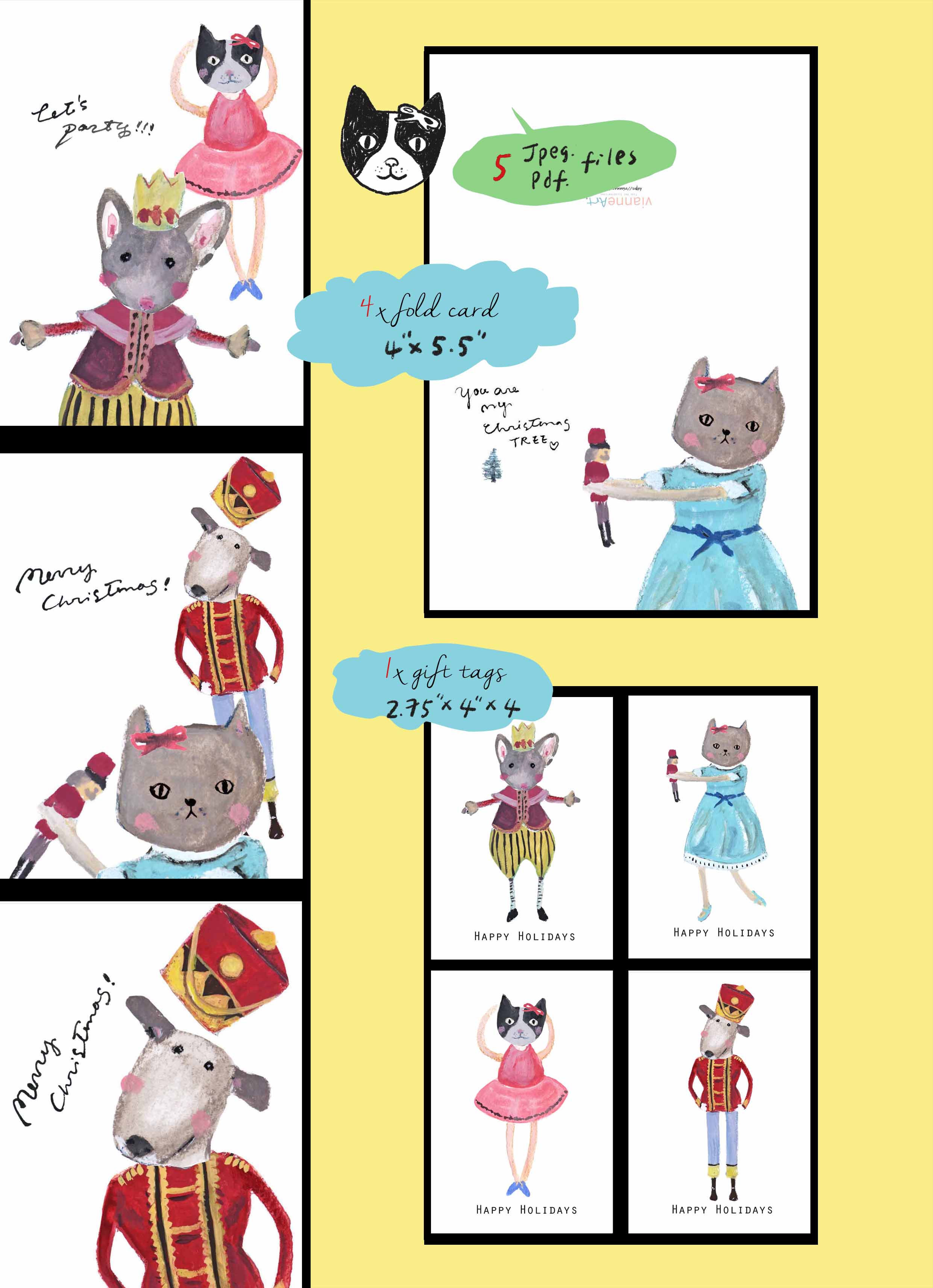 The Nutcracker Clip Art: Printable Cards & Tags.(Freebie Included!)