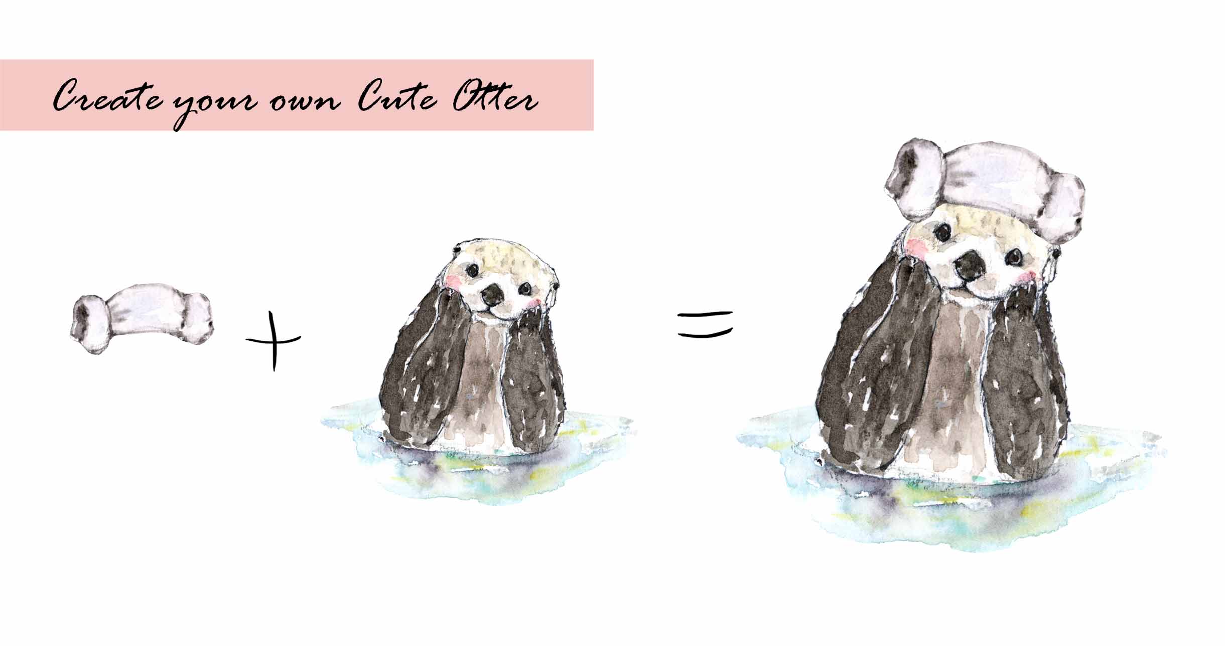 Watercolor Sea Otter Clipart Set