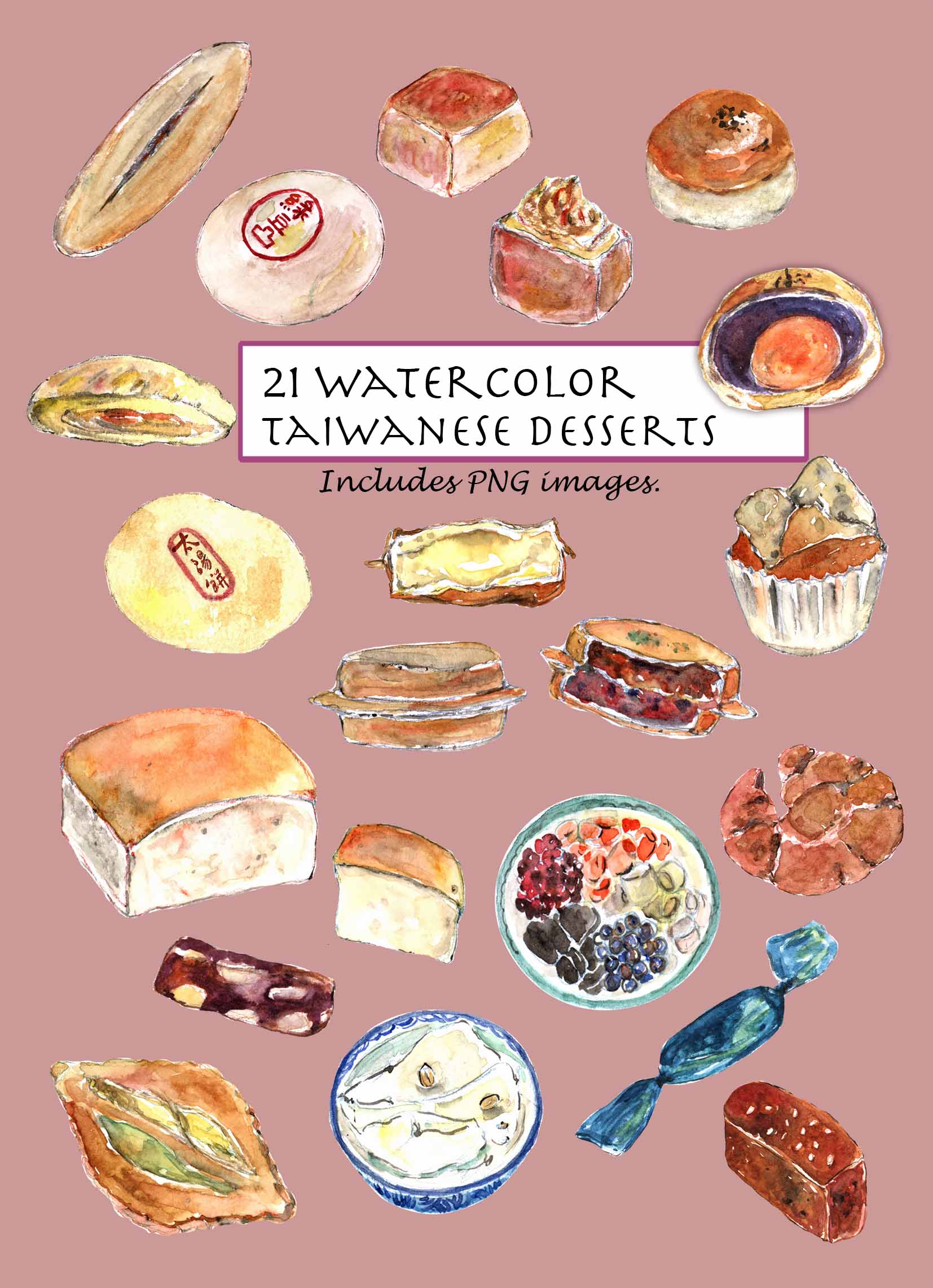 Taiwanese Desserts Clipart Set