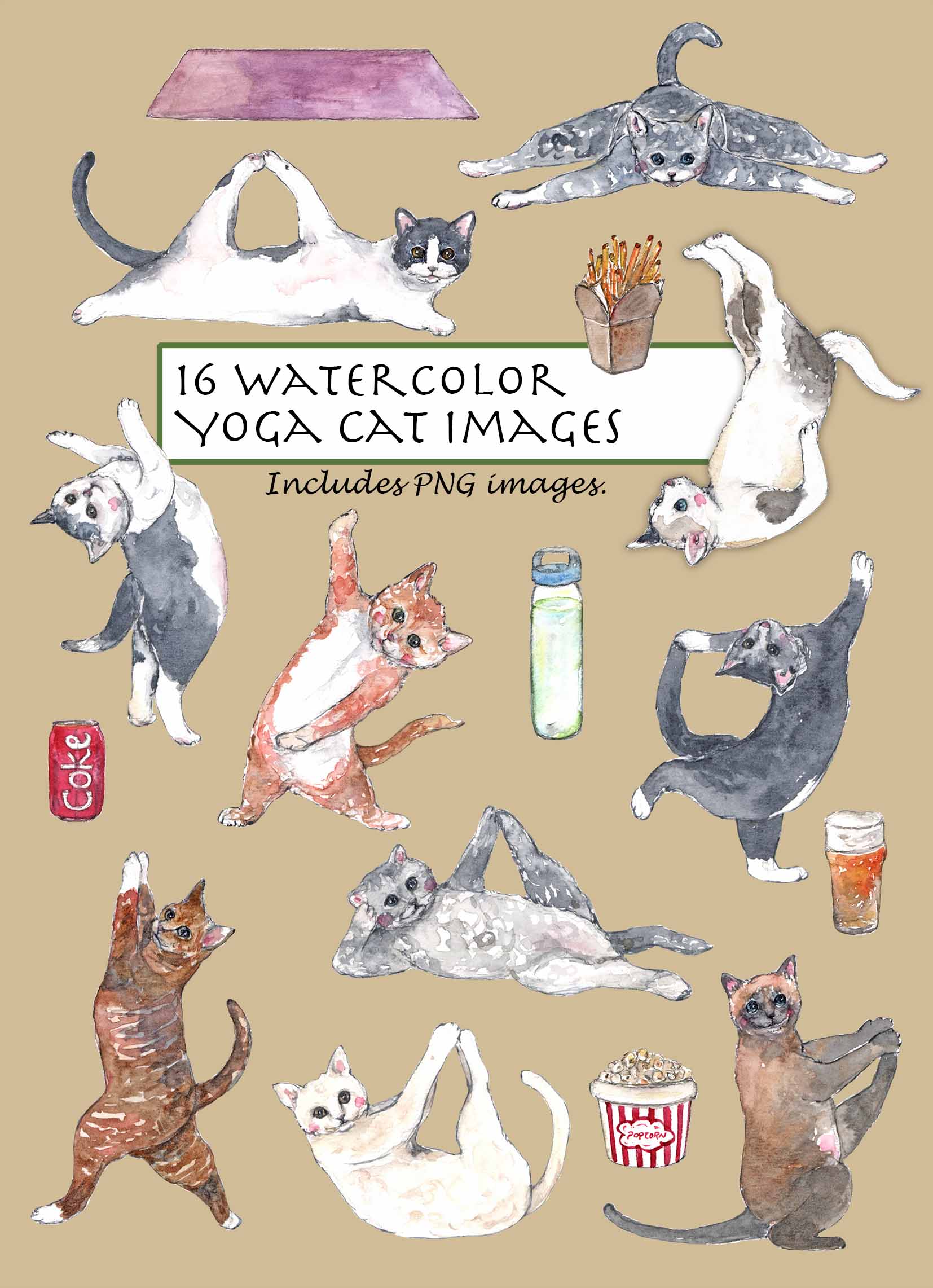 Yoga Cat Clipart Set