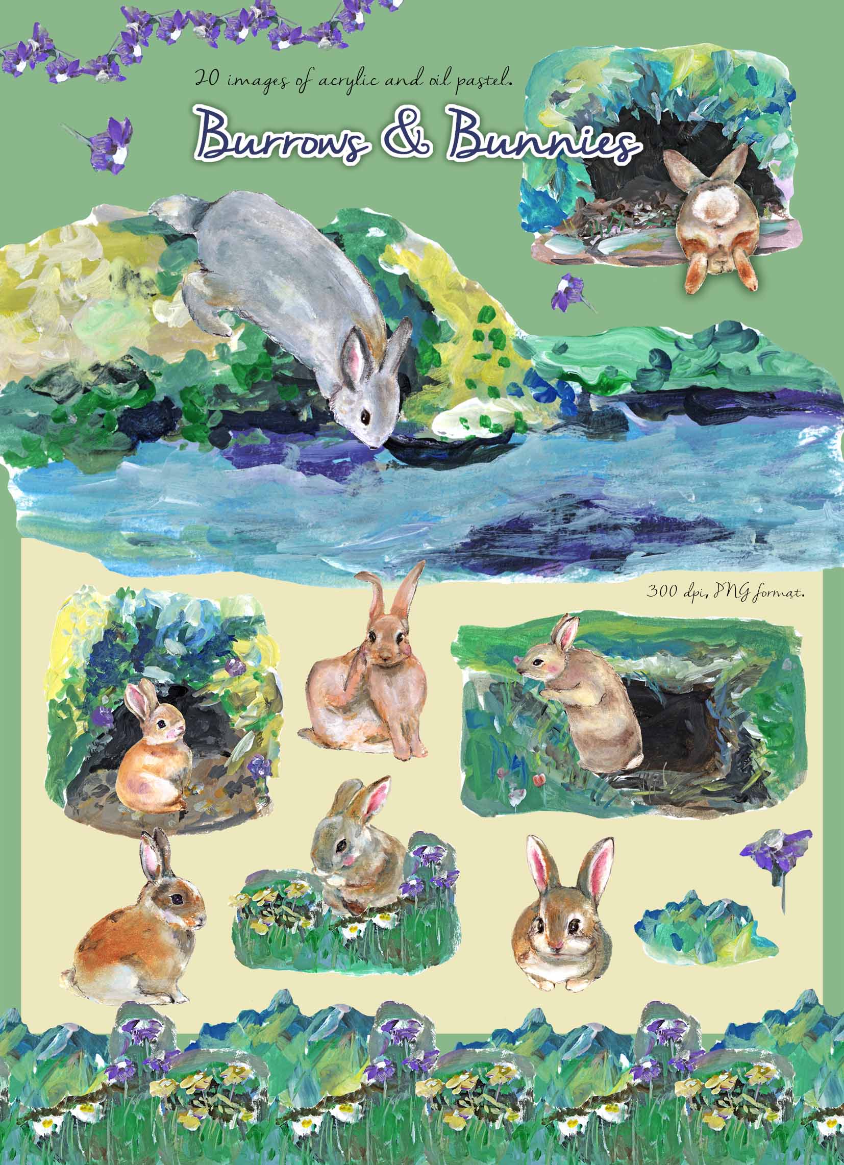 Burrows and Bunnies Clipart Set