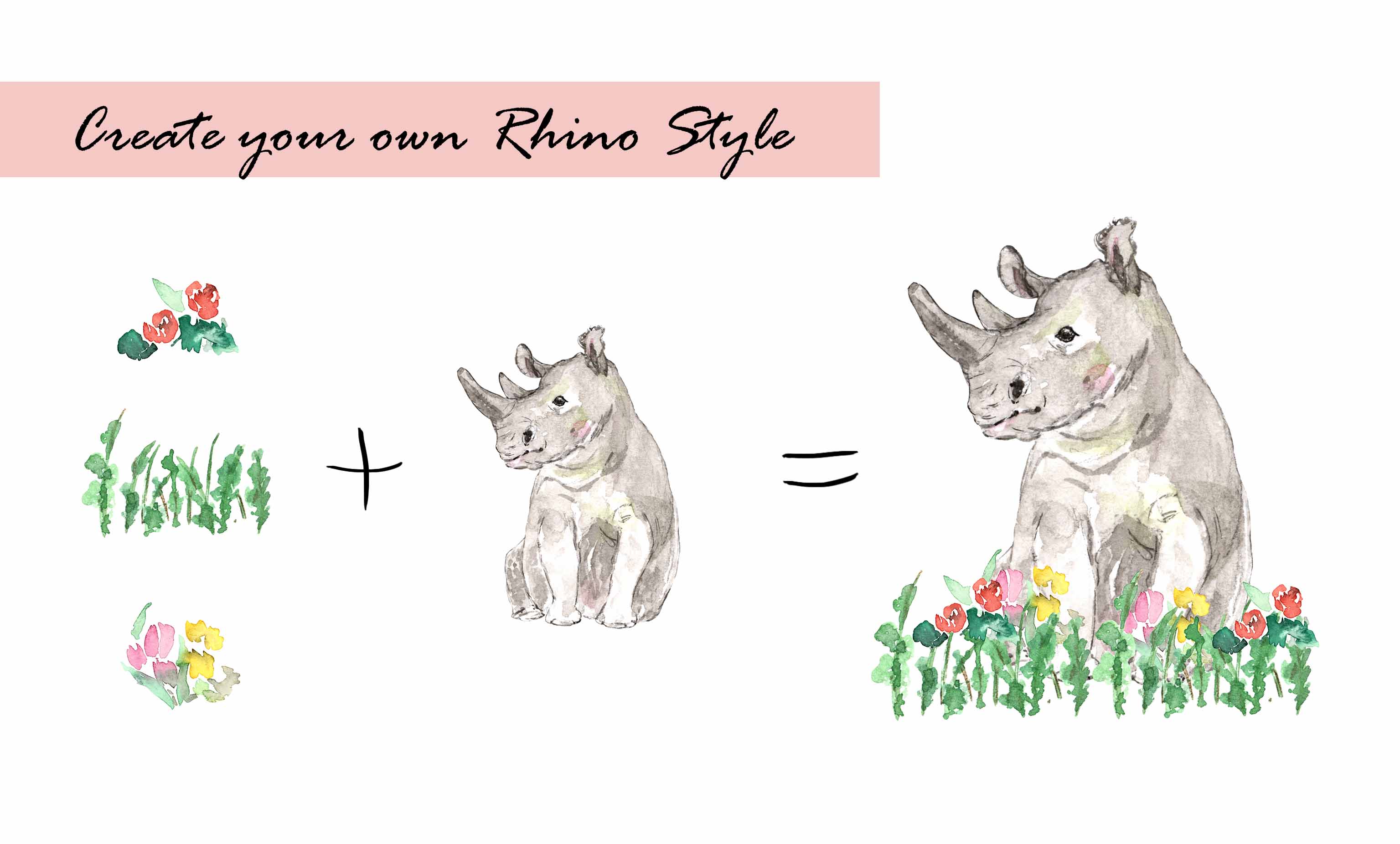 Rhino Clipart Set