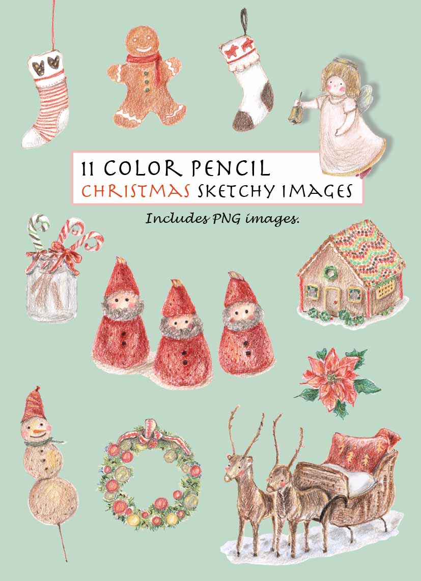 Vintage Christmas Clipart Set
