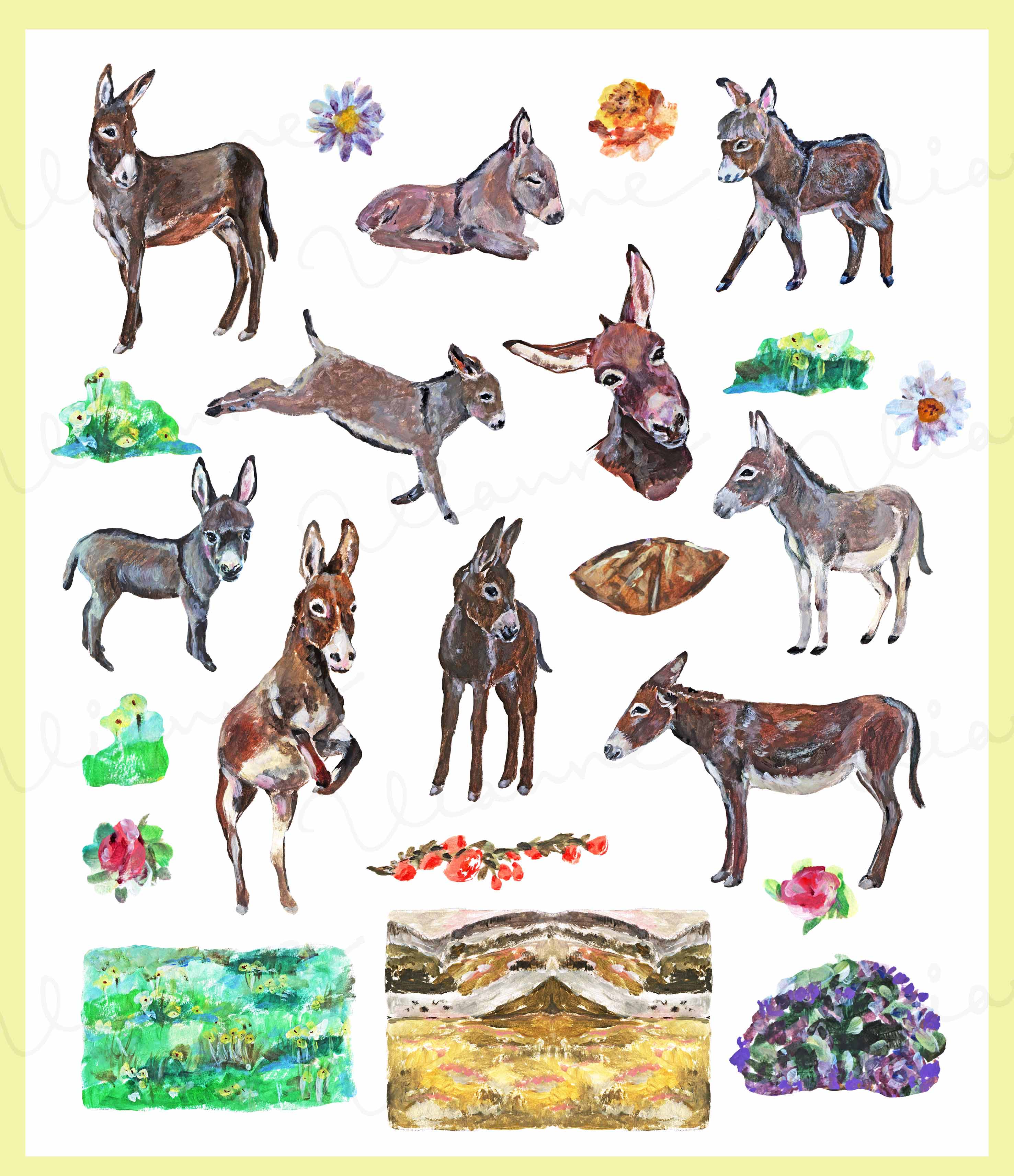 Donkey's Wonderland Clipart Set