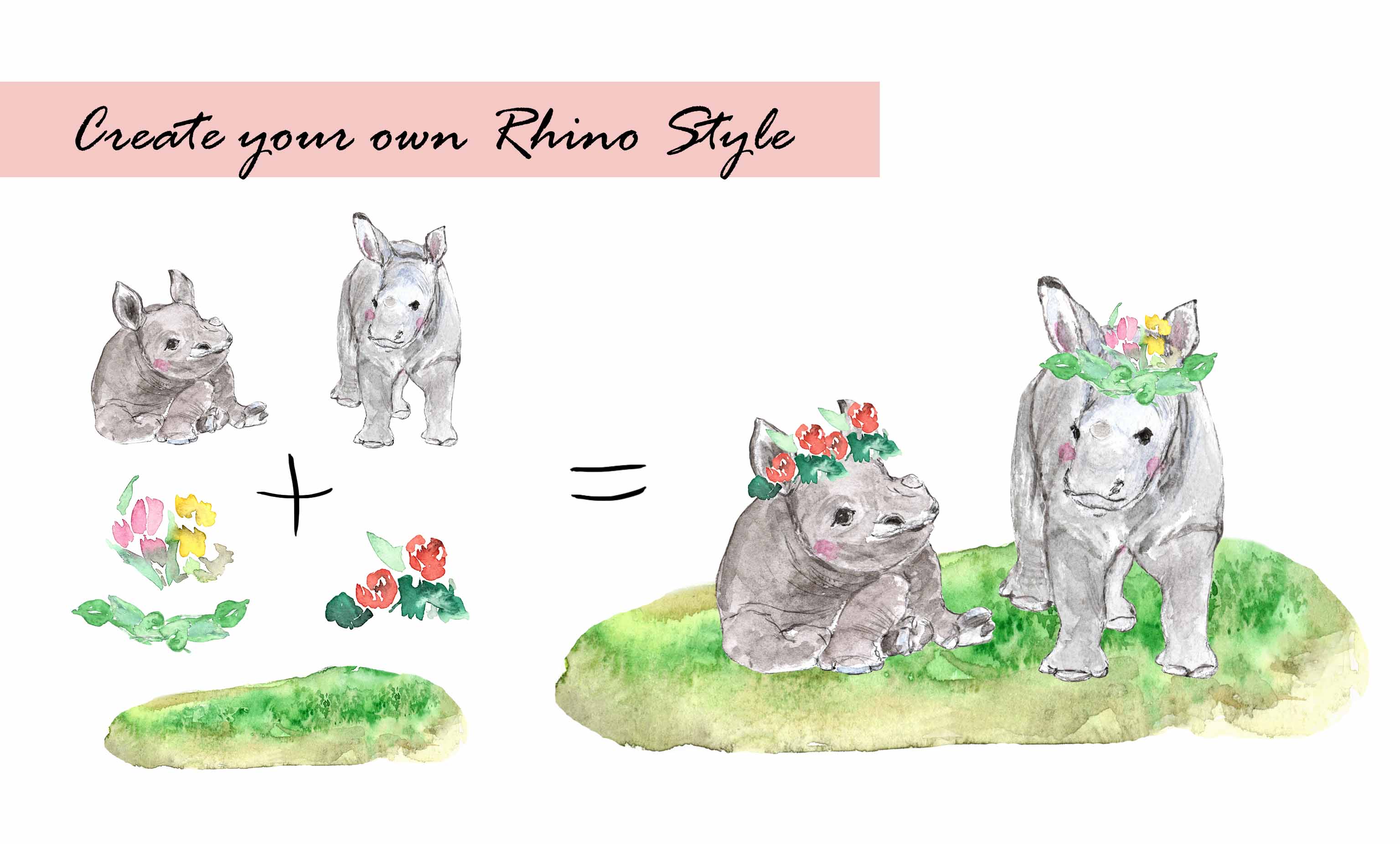 Rhino Clipart Set