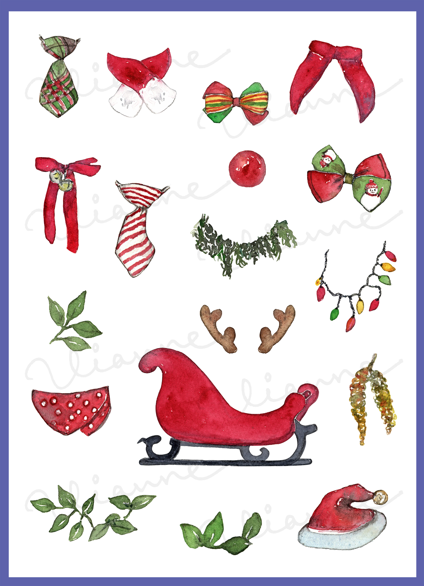 Christmas Accessories Clipart Set