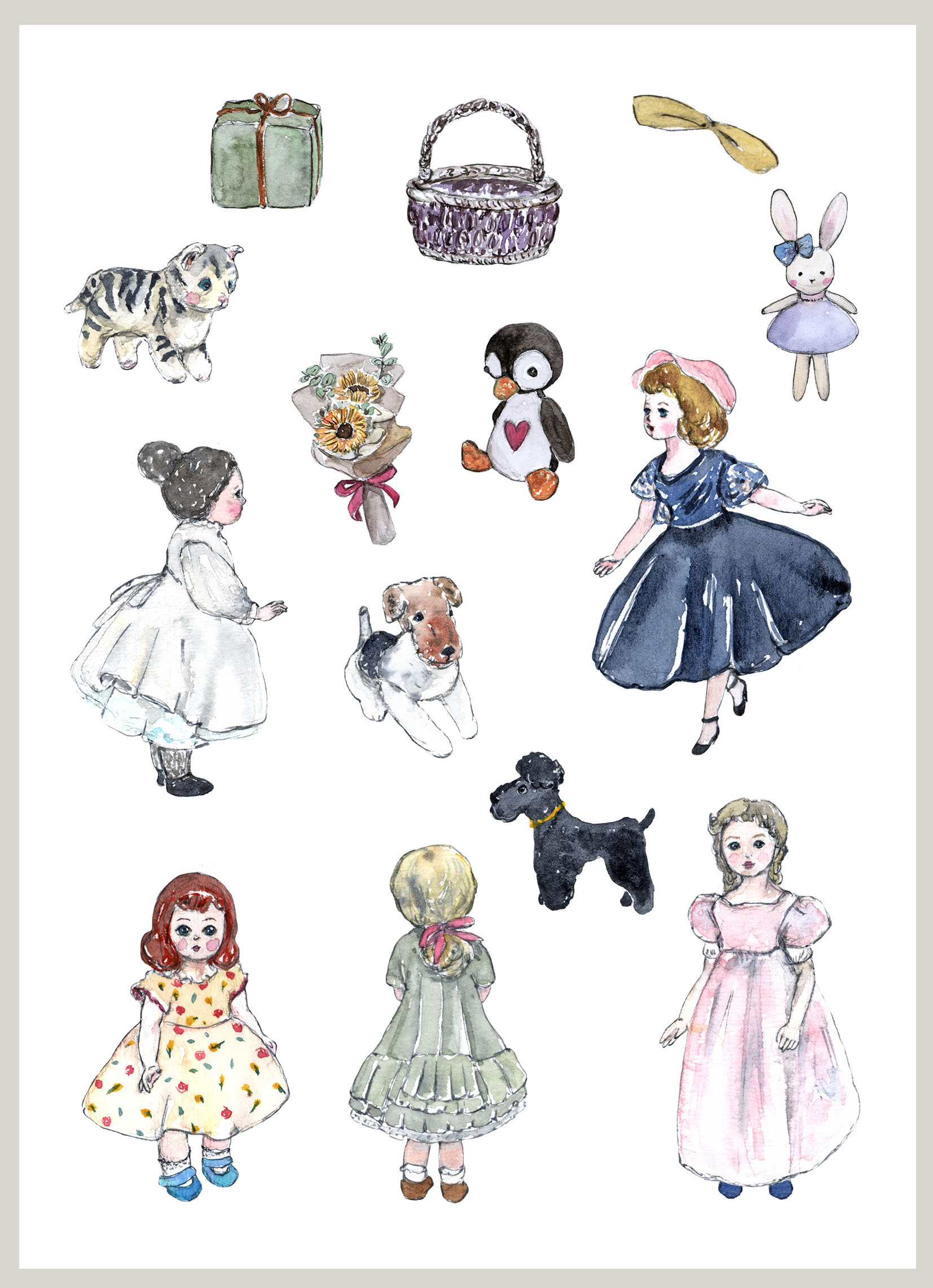Vintage Doll I Clipart Set
