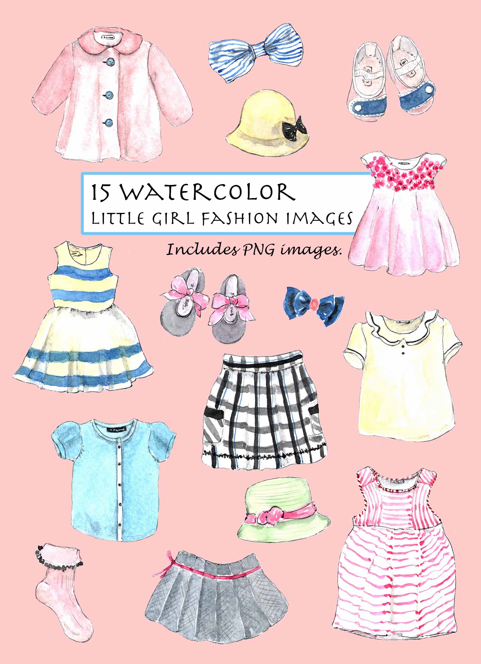 Little Girl Fashion Clipart Set