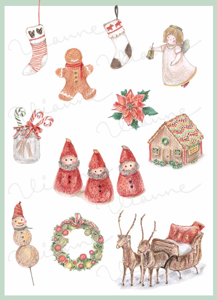 Vintage Christmas Clipart Set