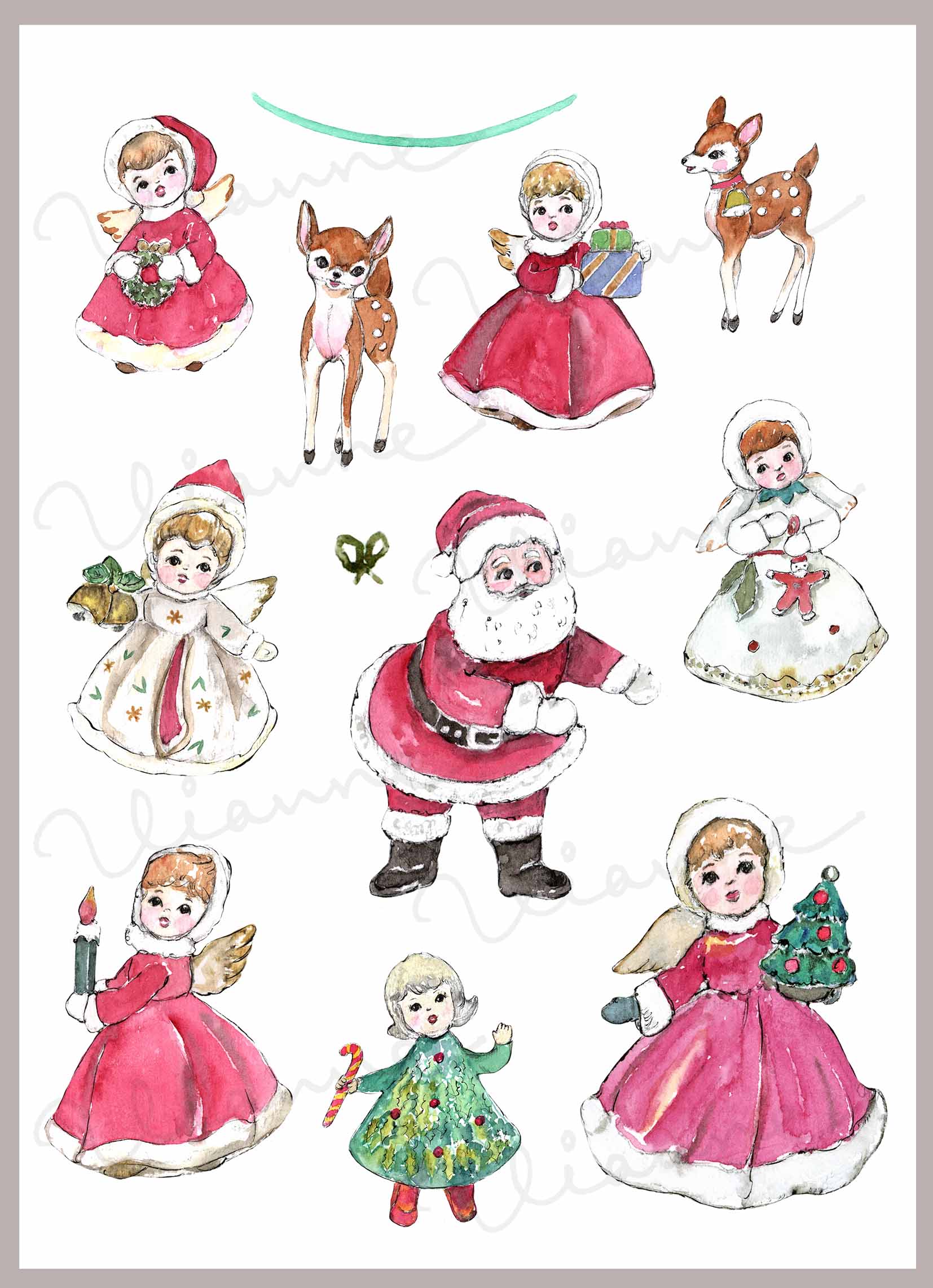 Christmas Angels Clipart Set