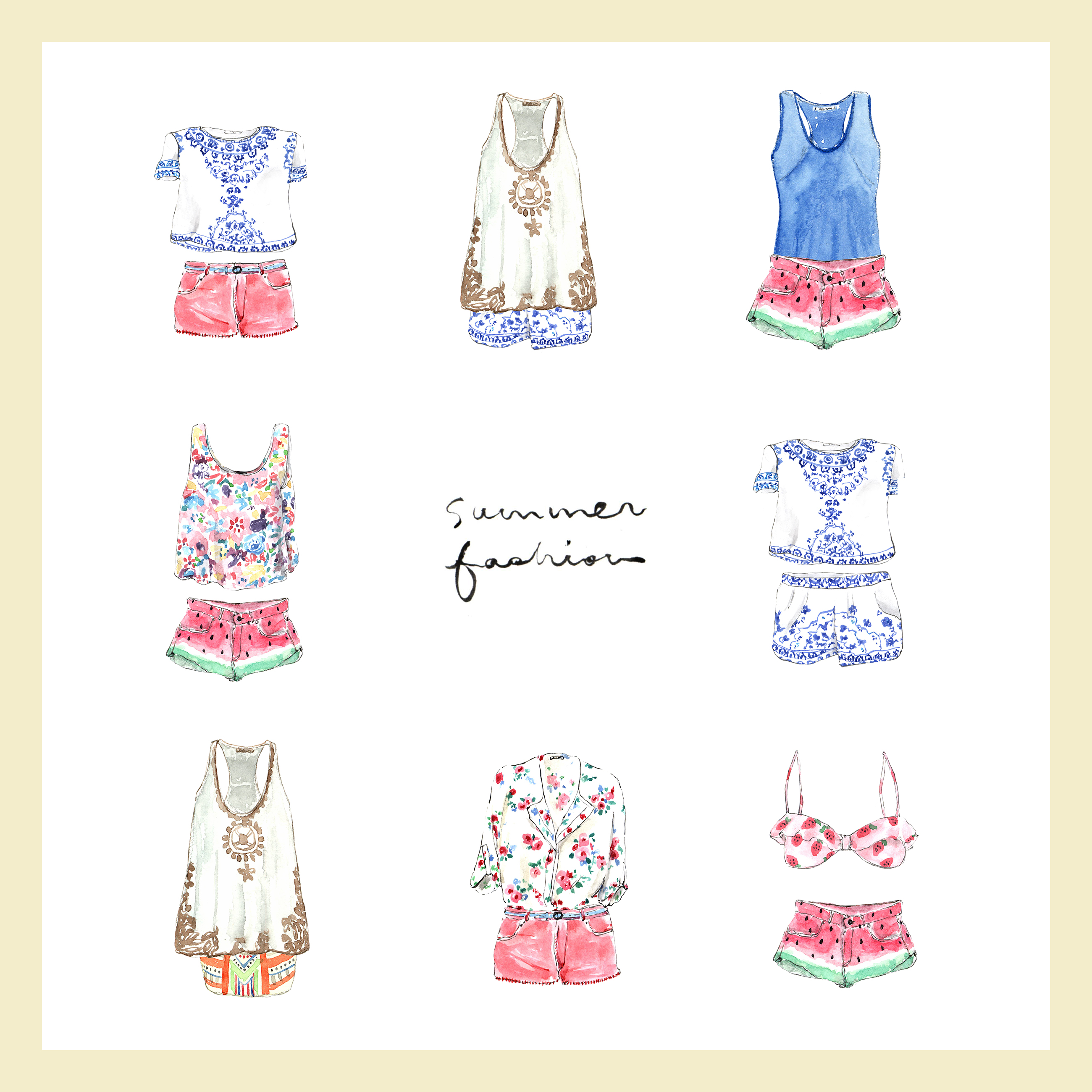Summer Fashion Clipart Set