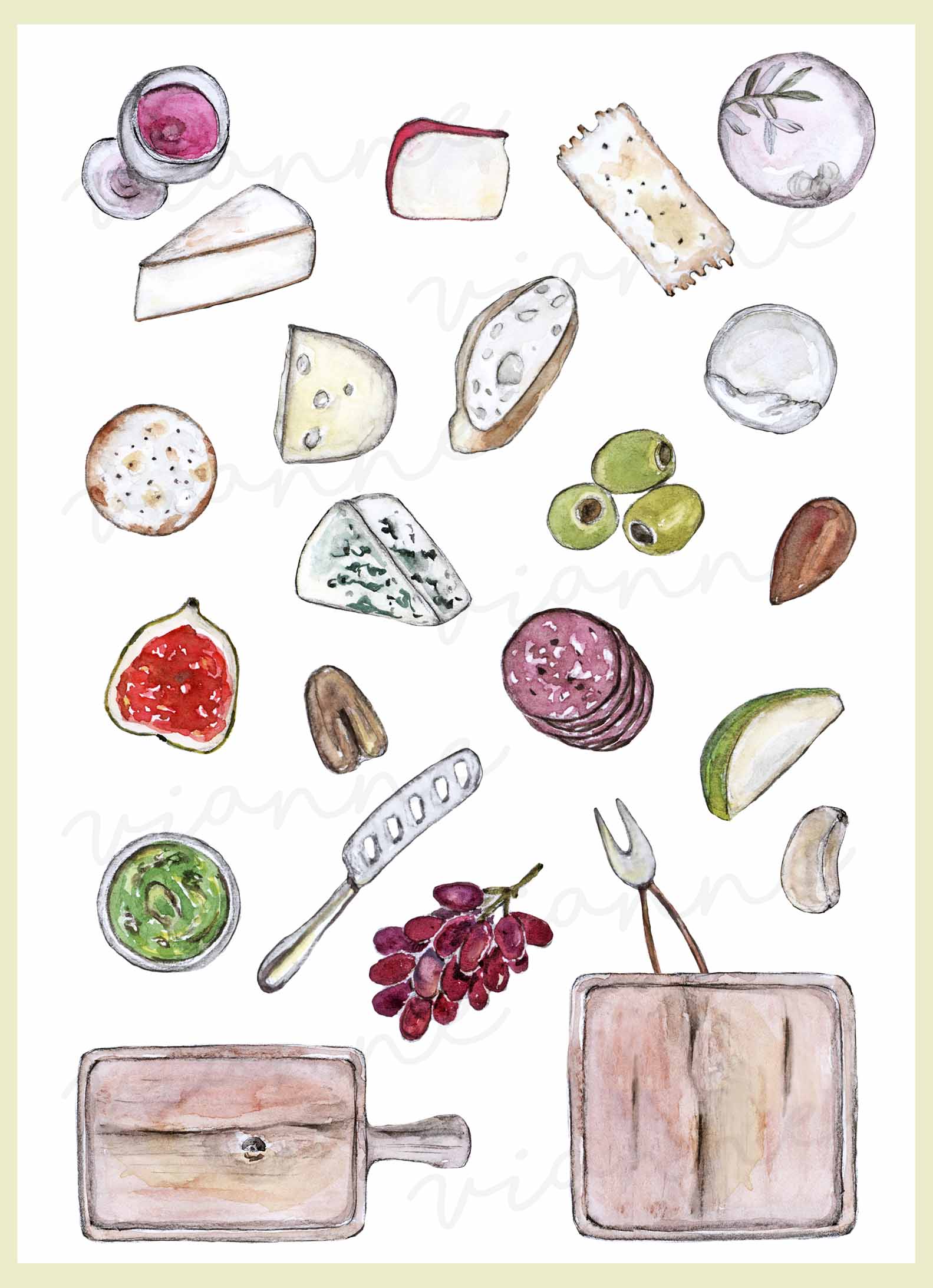 Cheese Platter Clipart Set