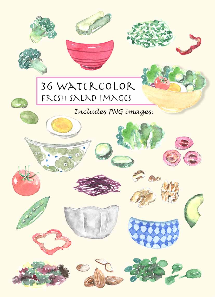 Fresh Salad Clipart Set