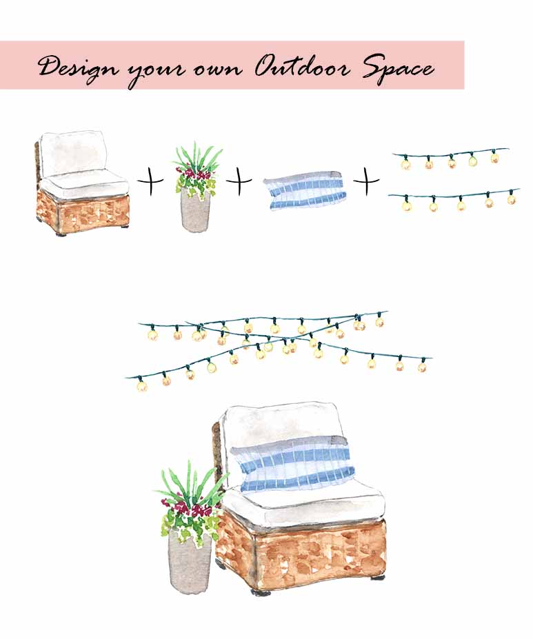 Watercolor Vintage Outdoor Living Clipart Set