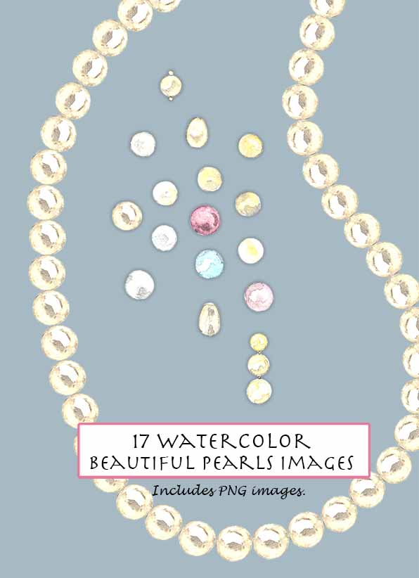 Watercolor Pearls Clipart Set