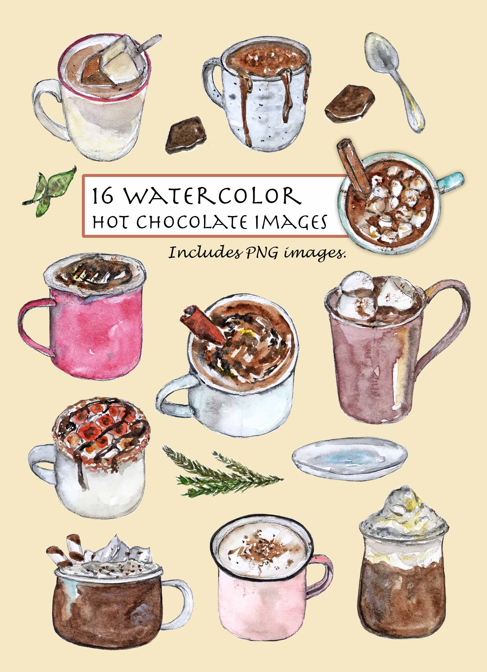 Hot Chocolate Clipart Set