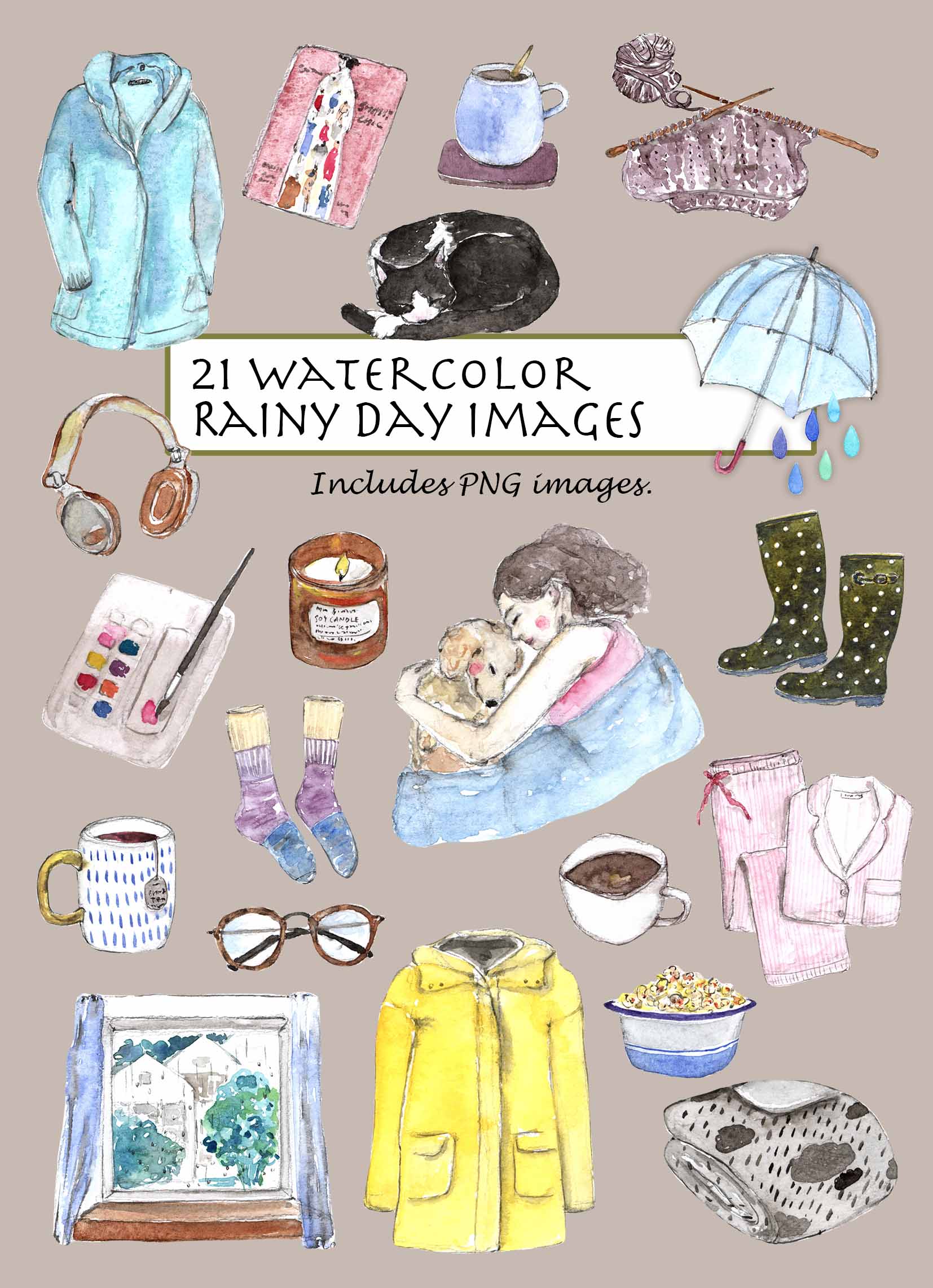 Rainy day Clipart Set