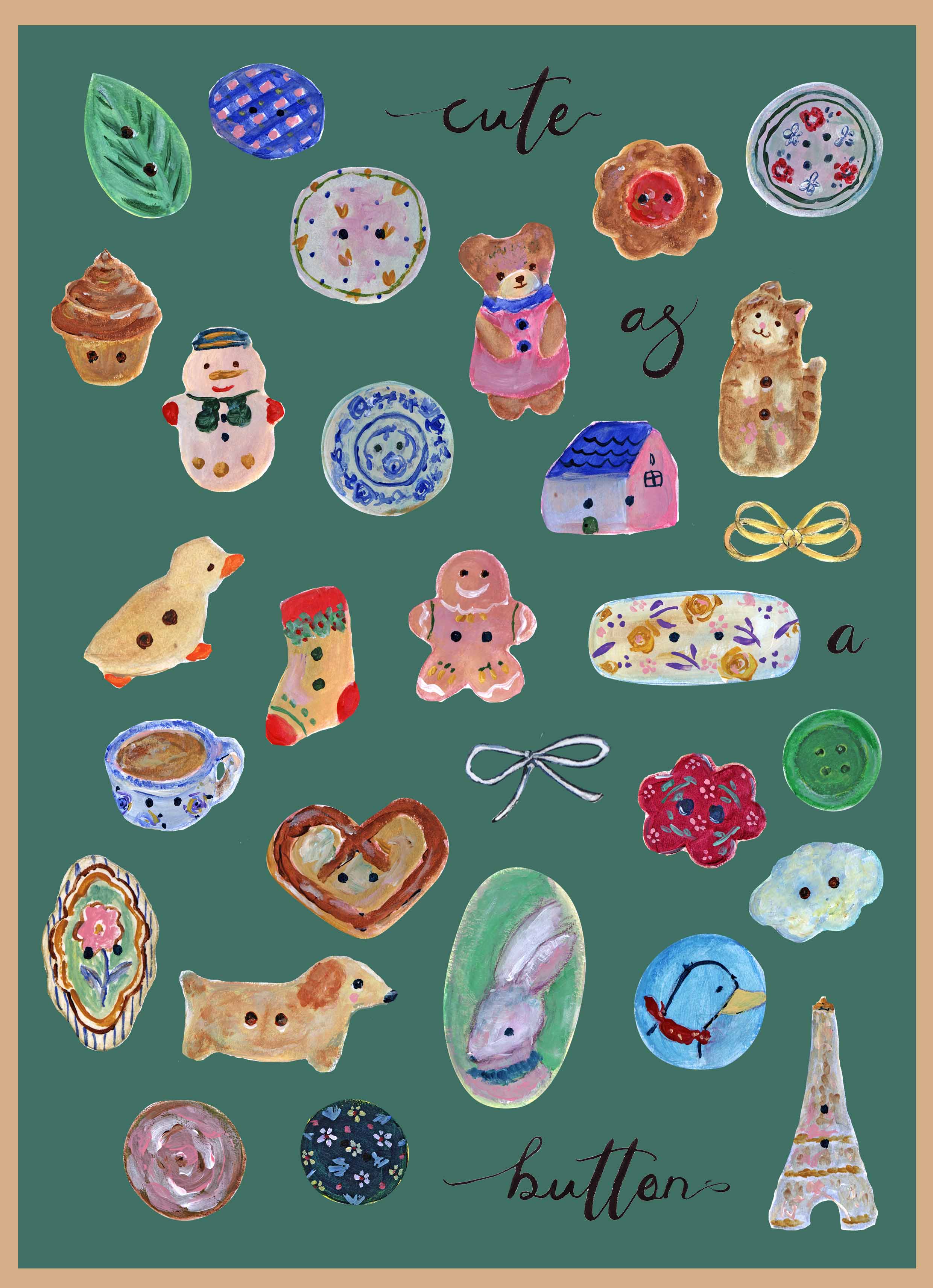 Mixed Media Cute Buttons