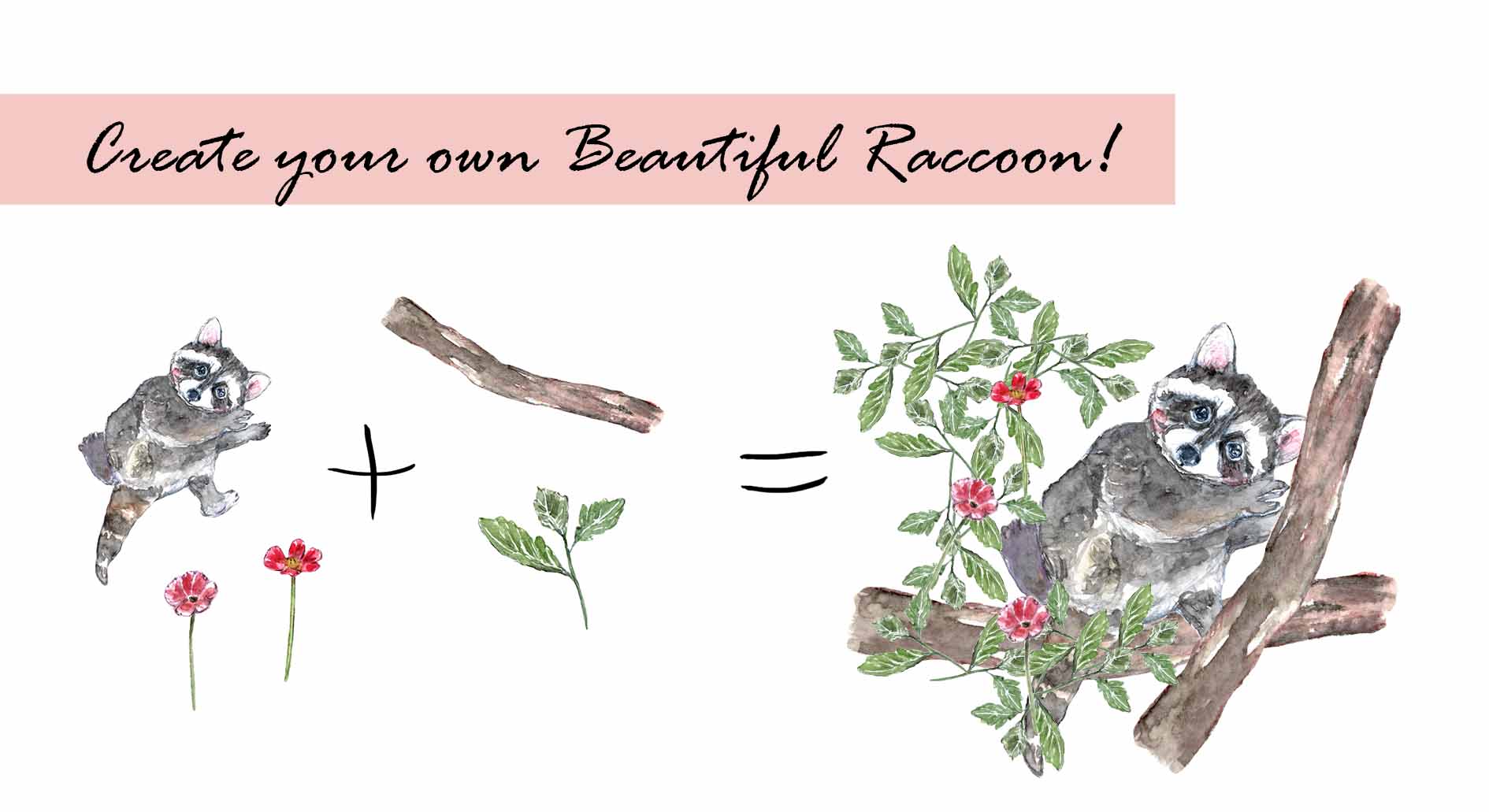 Raccoons Clipart Set