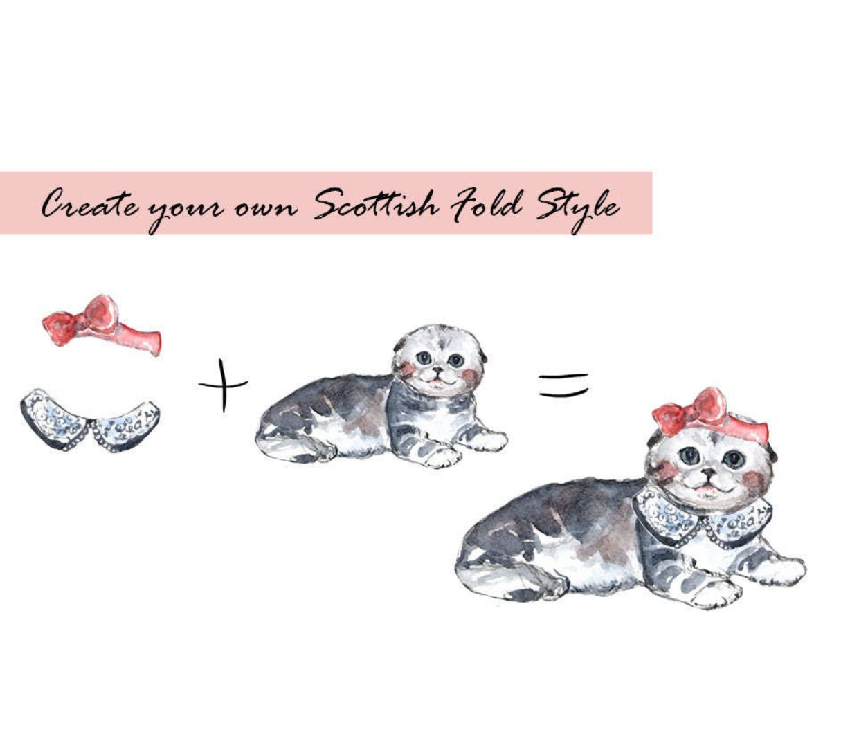 Scottish Fold Cat Clipart Set