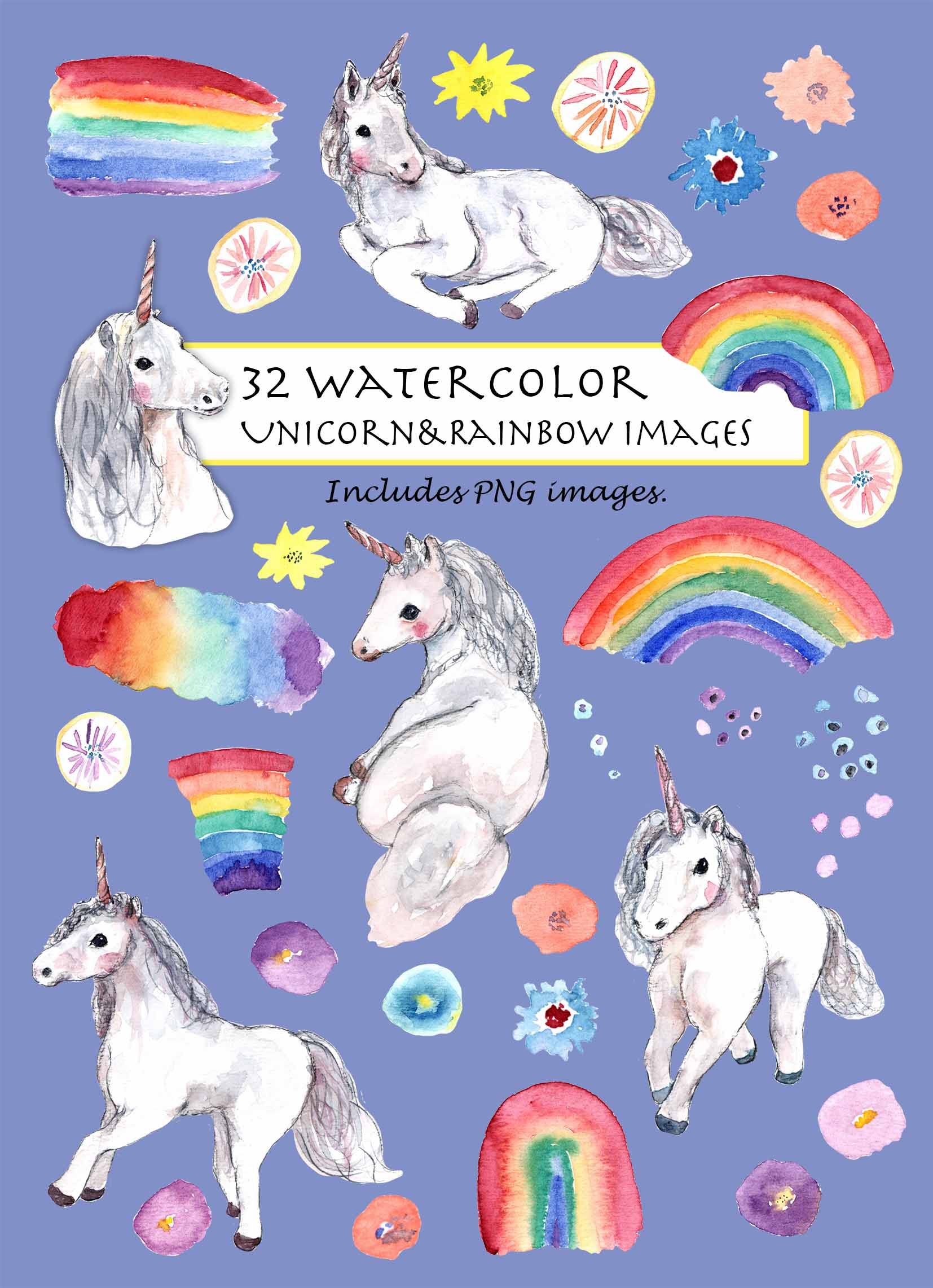 Whimsical Unicorn & Rainbow Clipart Set
