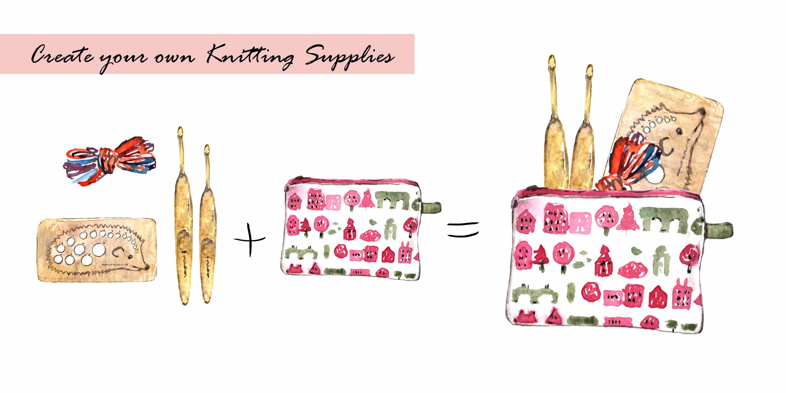 Knitting Supplies Clipart Set