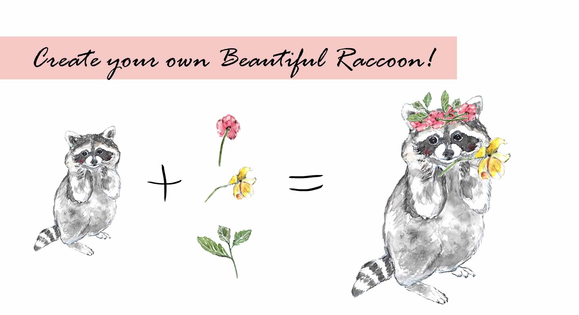 Raccoons Clipart Set