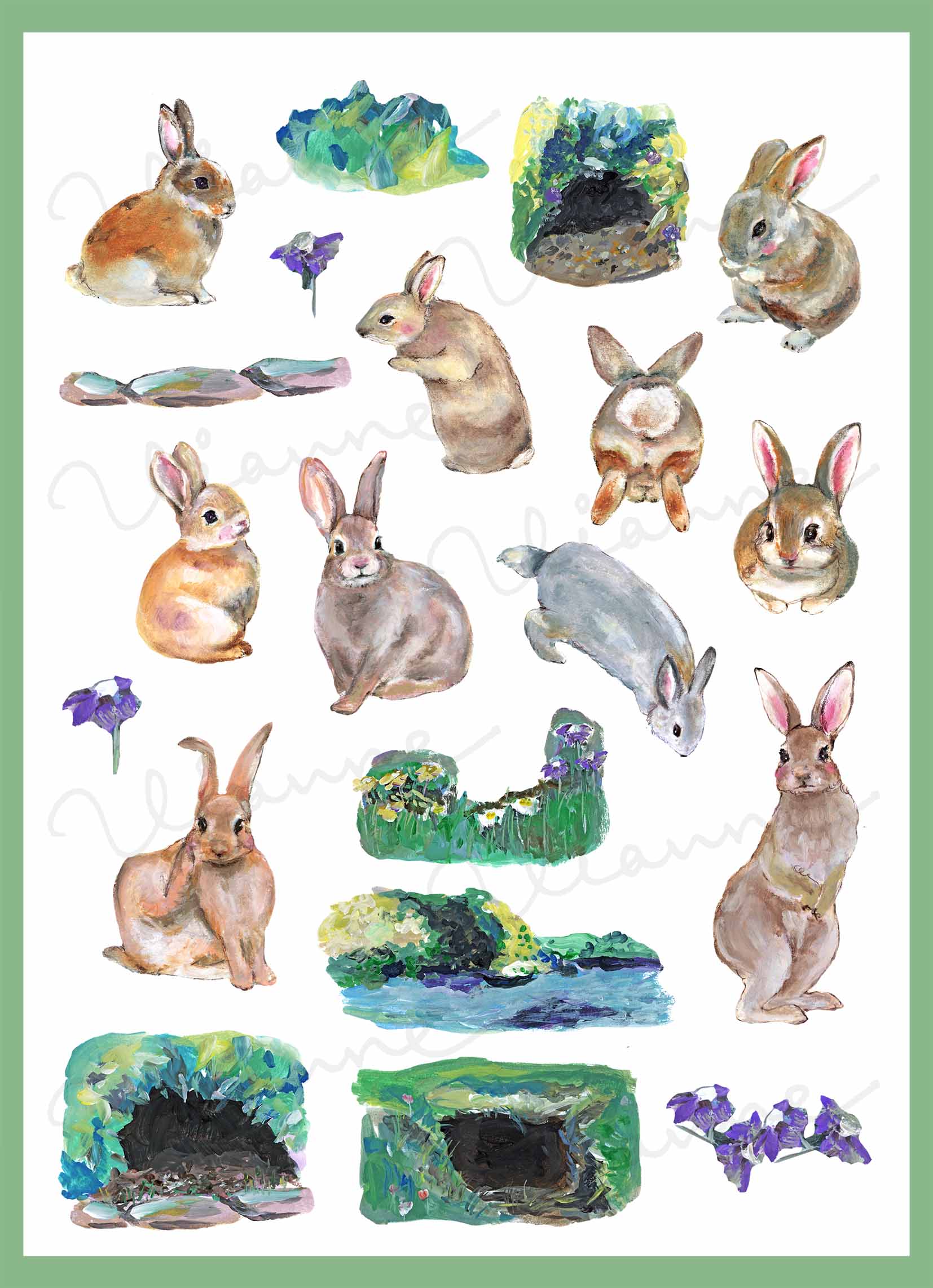 Burrows and Bunnies Clipart Set