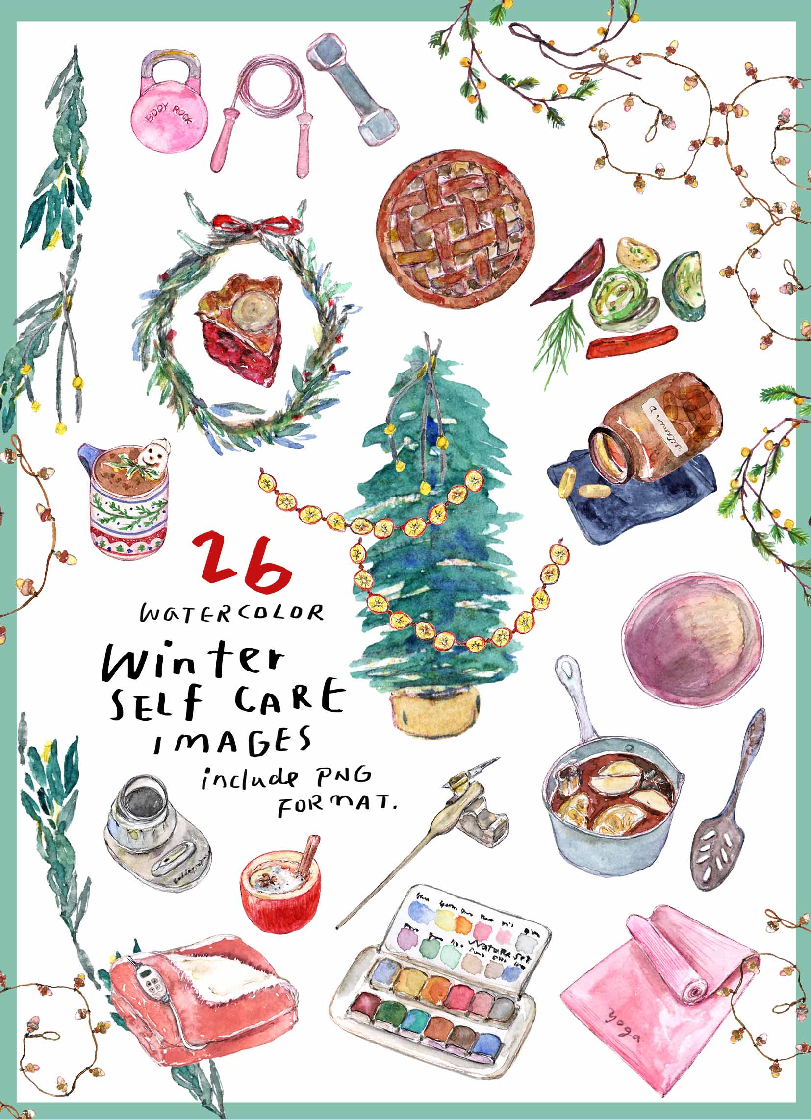 Winter Self Care Clipart Set