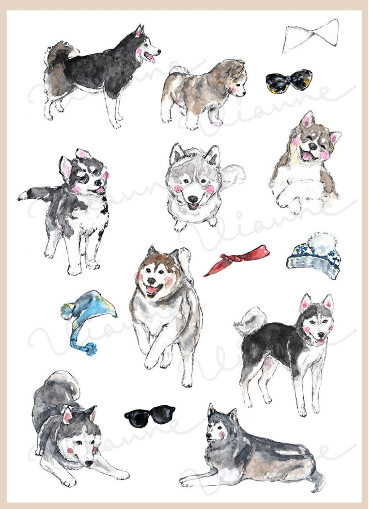 Husky Clipart Set