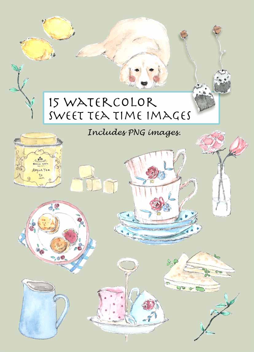 Sweet Tea Time Clipart Set