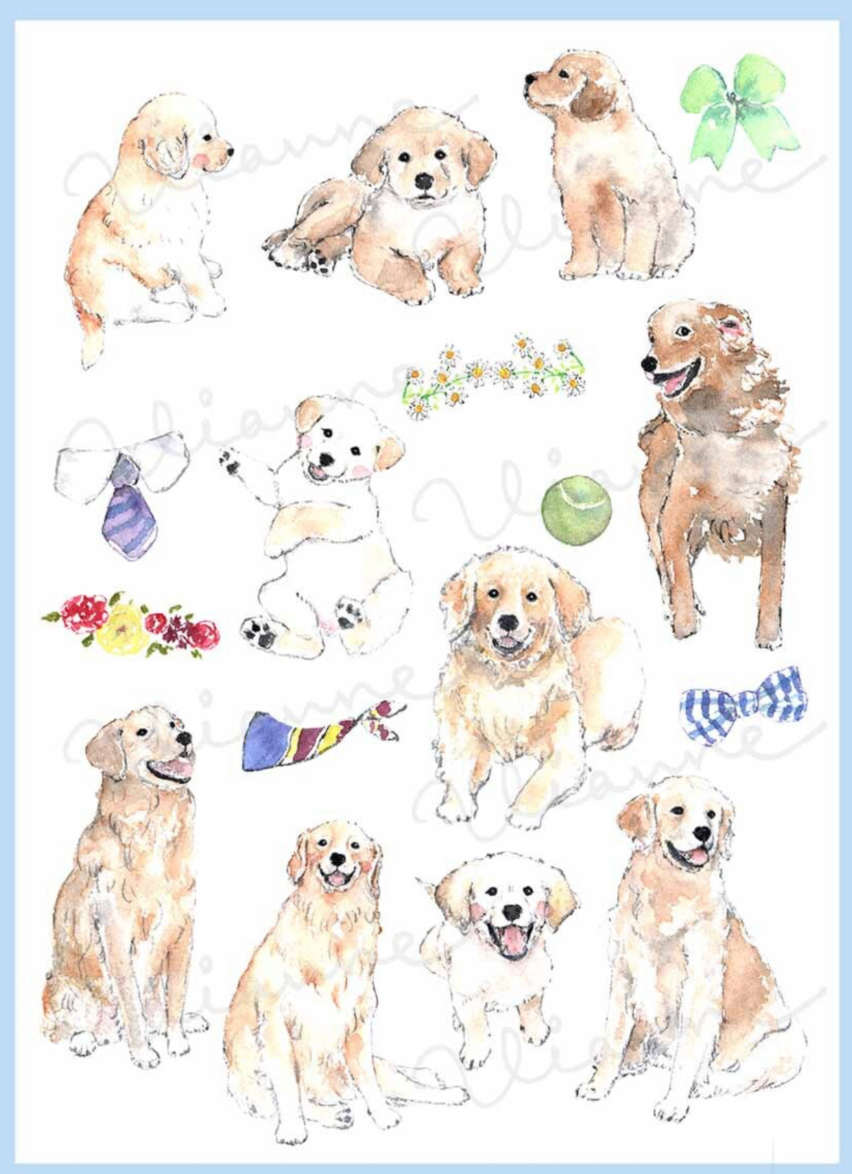 Golden Retriever Clipart Set