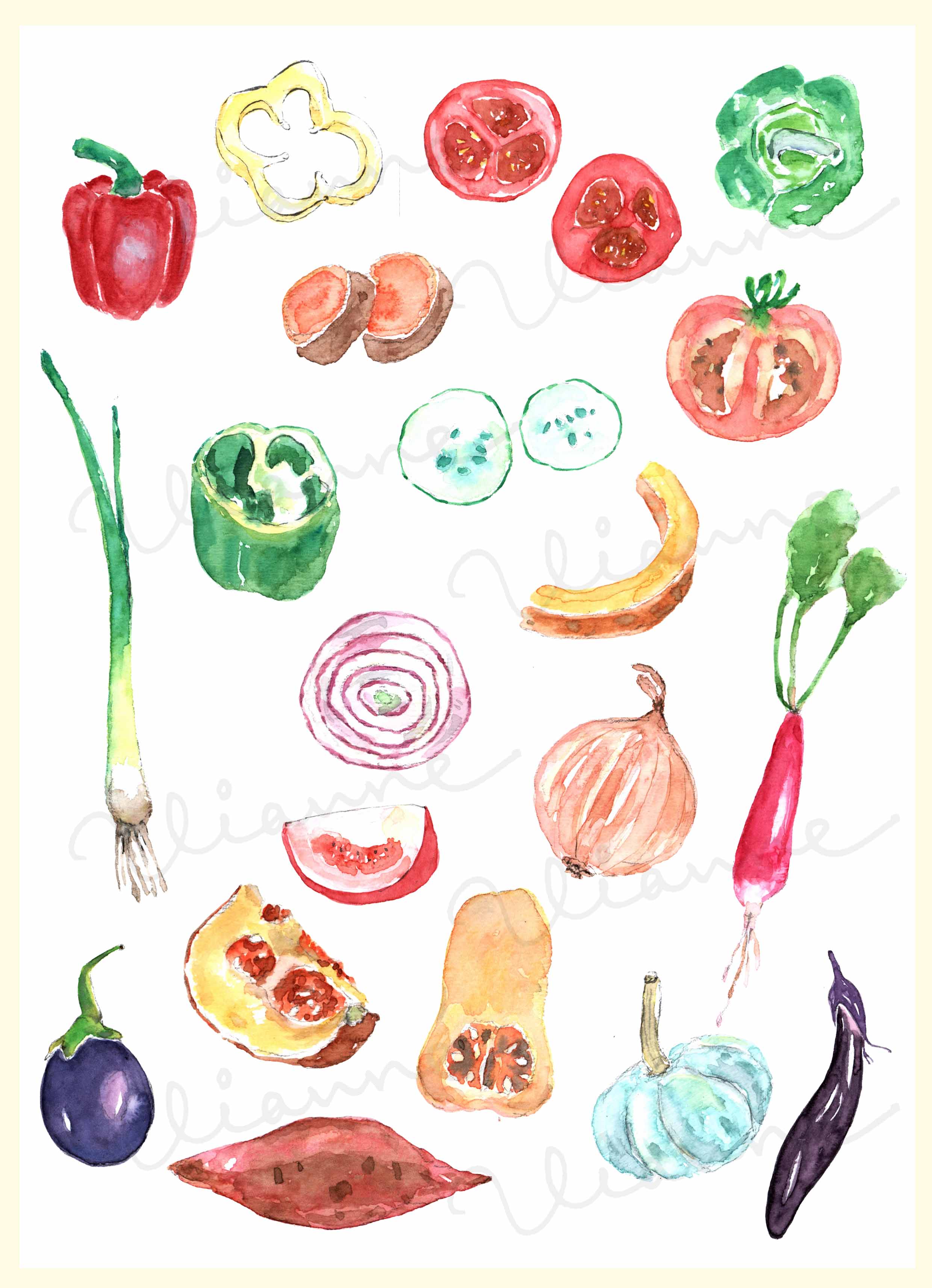 Fresh Vegetables Clipart Set