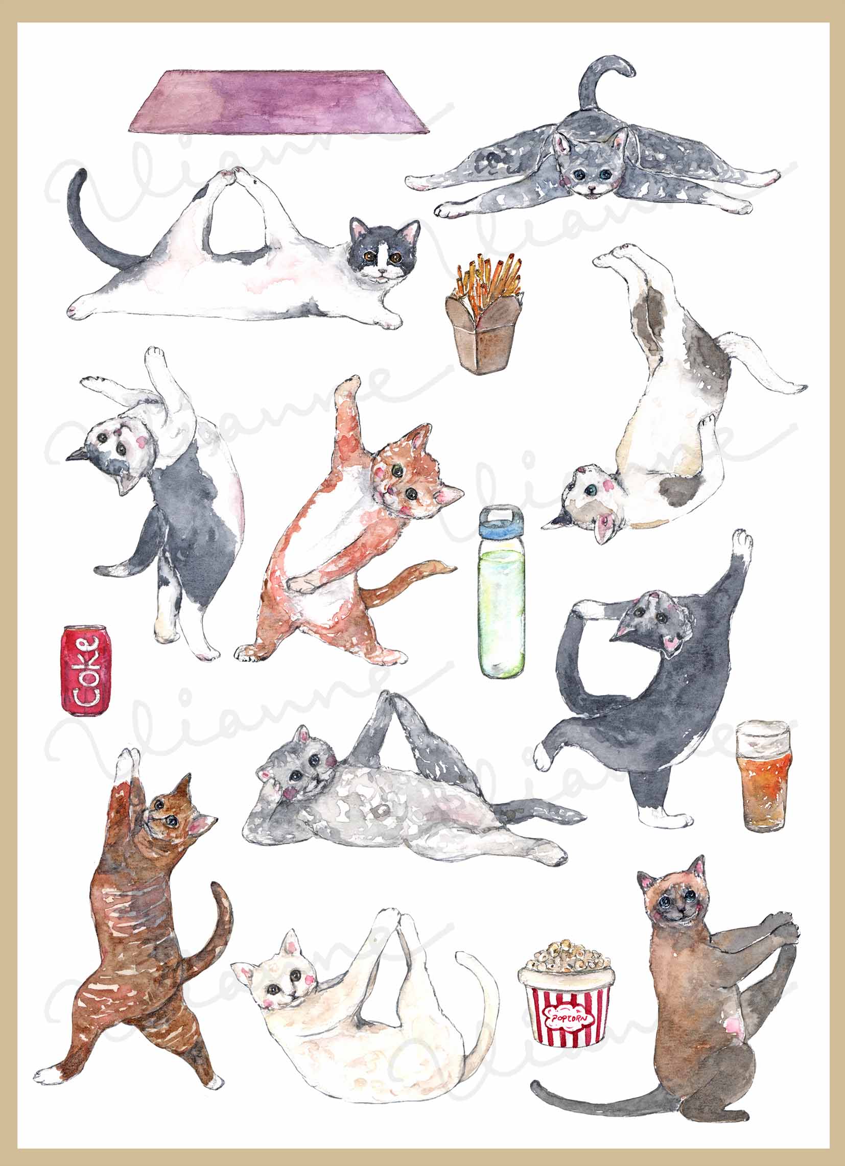 Yoga Cat Clipart Set
