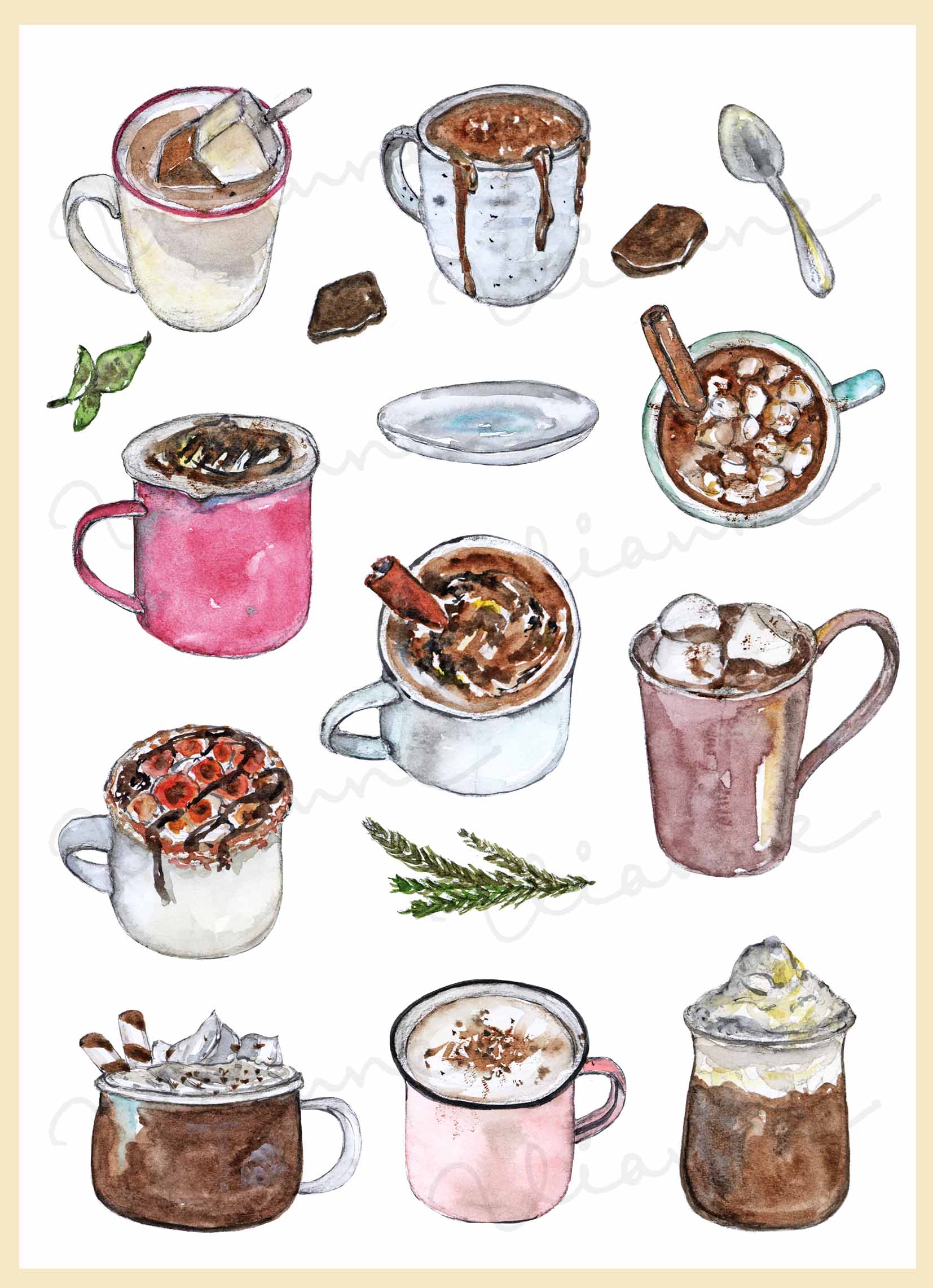 Hot Chocolate Clipart Set