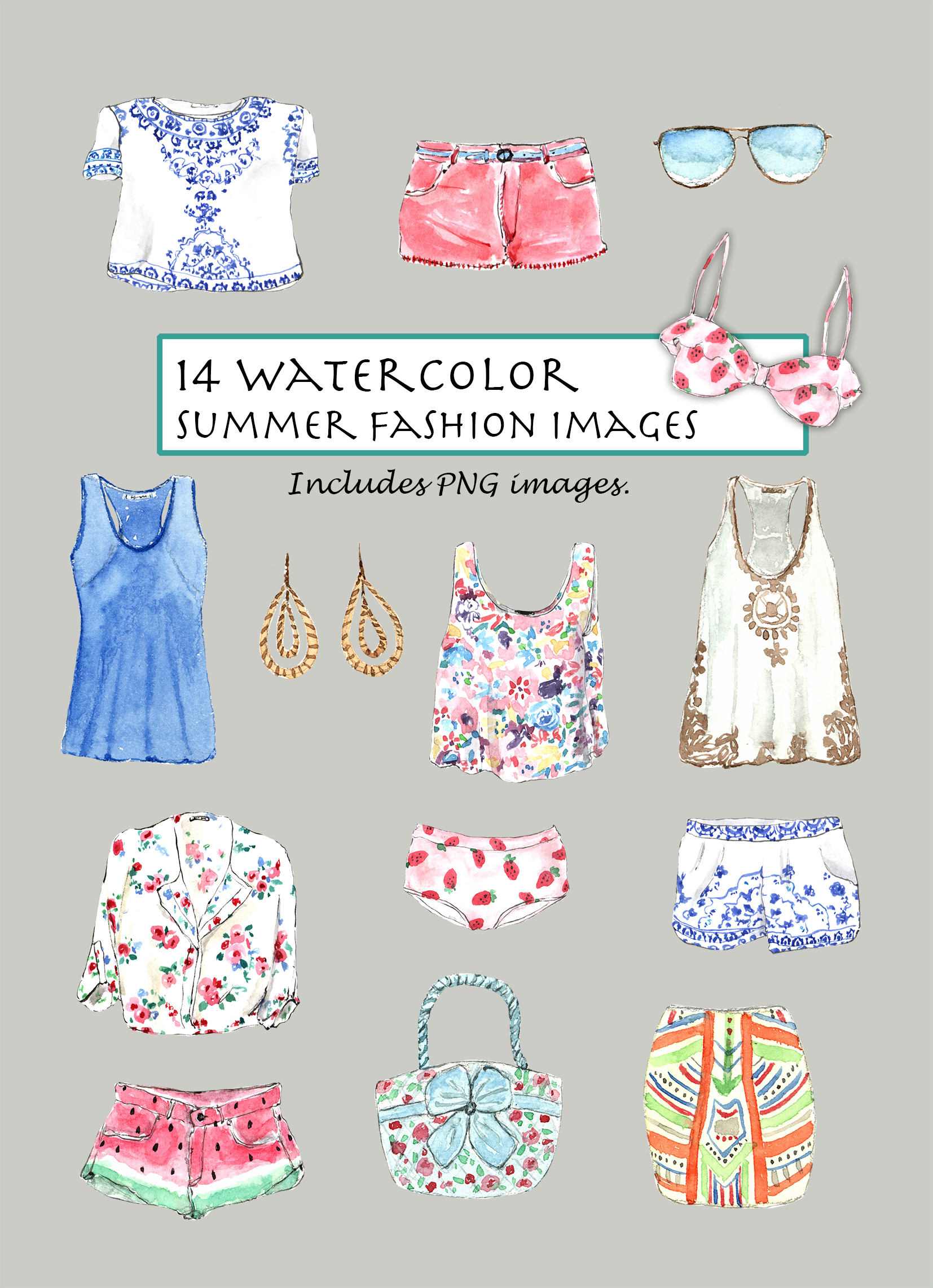Summer Fashion Clipart Set
